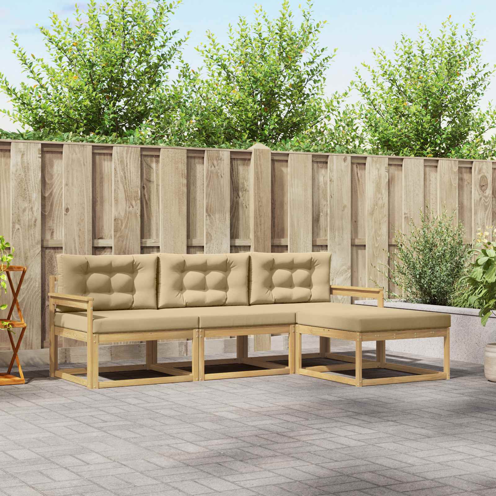 vidaXL Buiten bankenset 4 pcs Naturel Massief Acaciahout