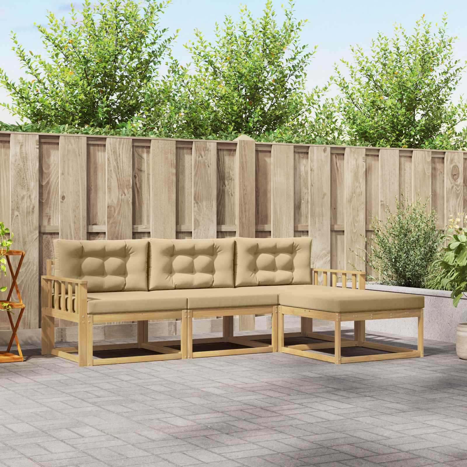 vidaXL Buiten bankenset 4 pcs Naturel Massief Acaciahout