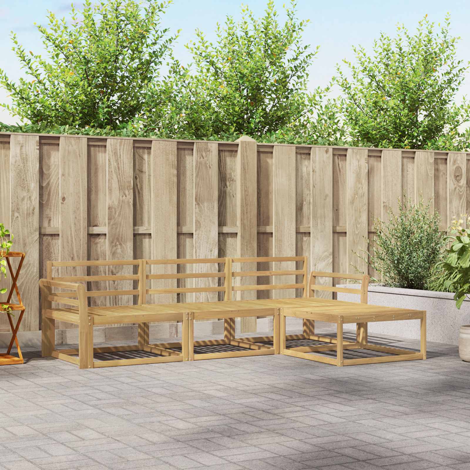 vidaXL Buiten bankenset 4 pcs Naturel Massief Acaciahout