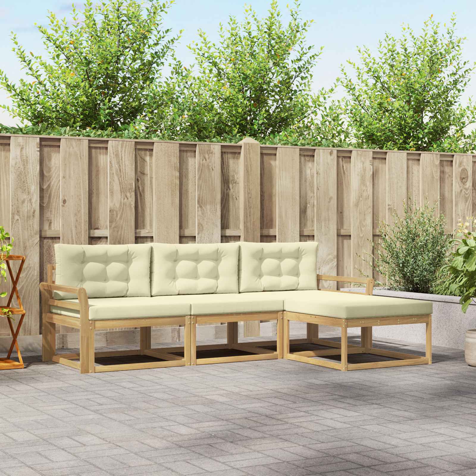 vidaXL Buiten bankenset 4 pcs Naturel Massief Acaciahout