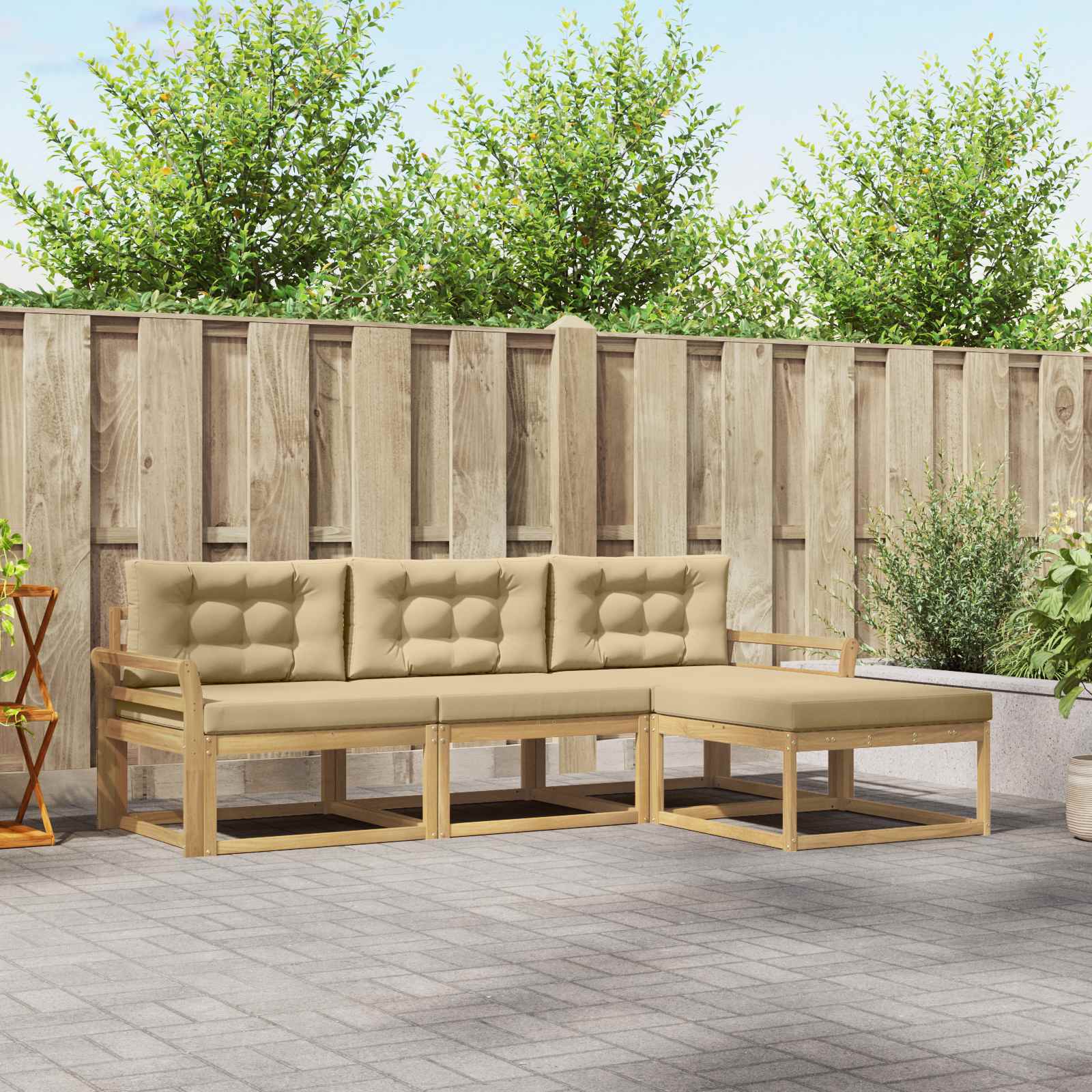vidaXL Buiten bankenset 4 pcs Naturel Massief Acaciahout