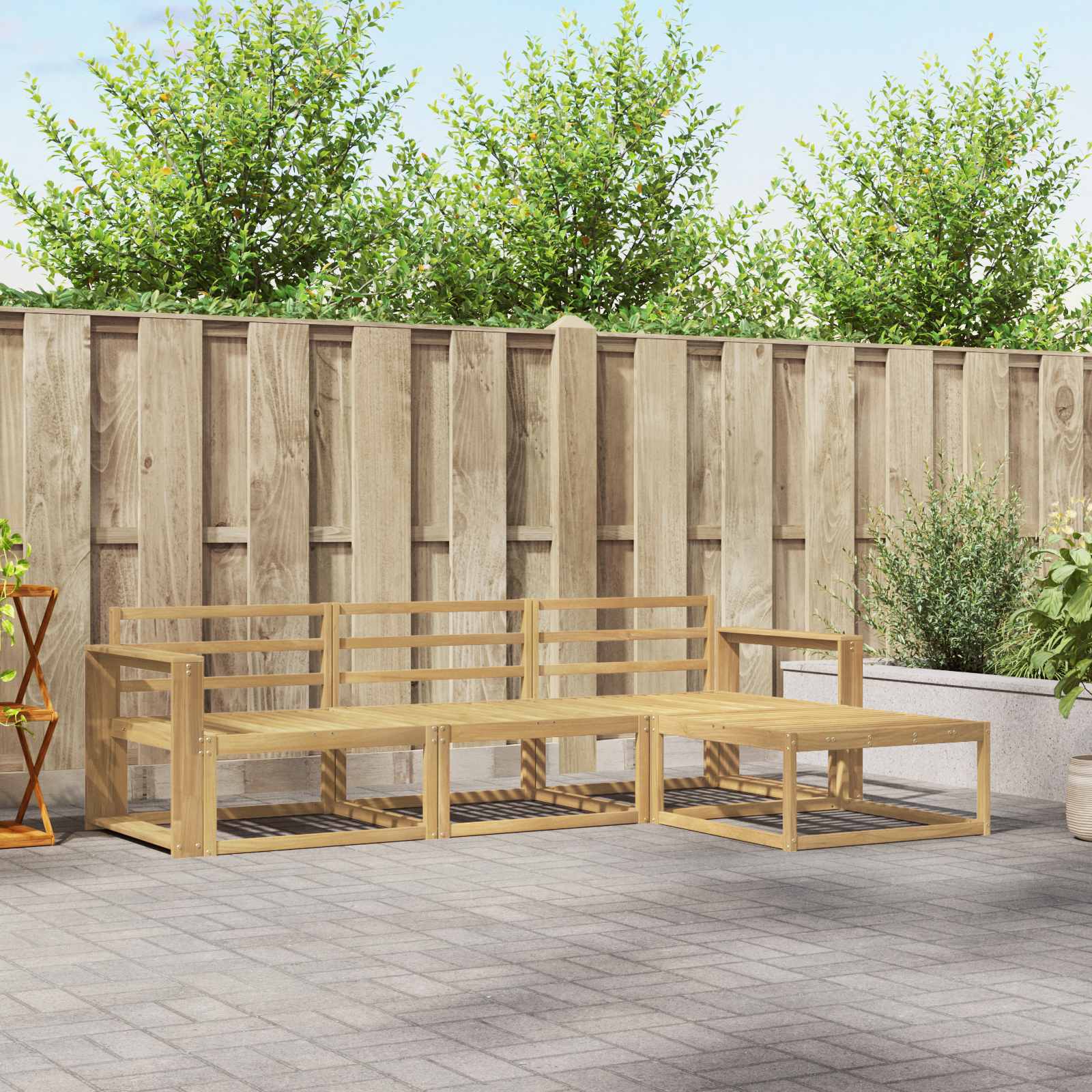 vidaXL Buiten bankenset 4 pcs Naturel Massief Acaciahout