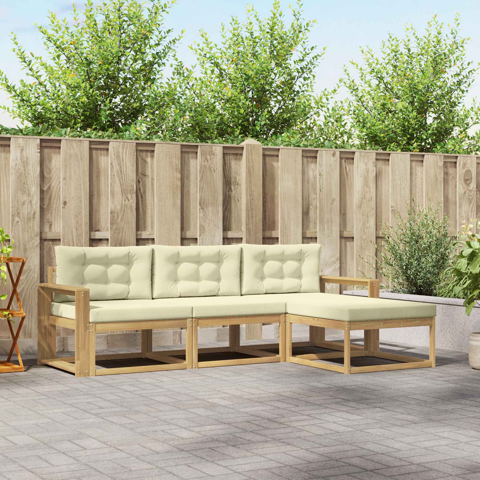 vidaXL Buiten bankenset 4 pcs Naturel Massief Acaciahout