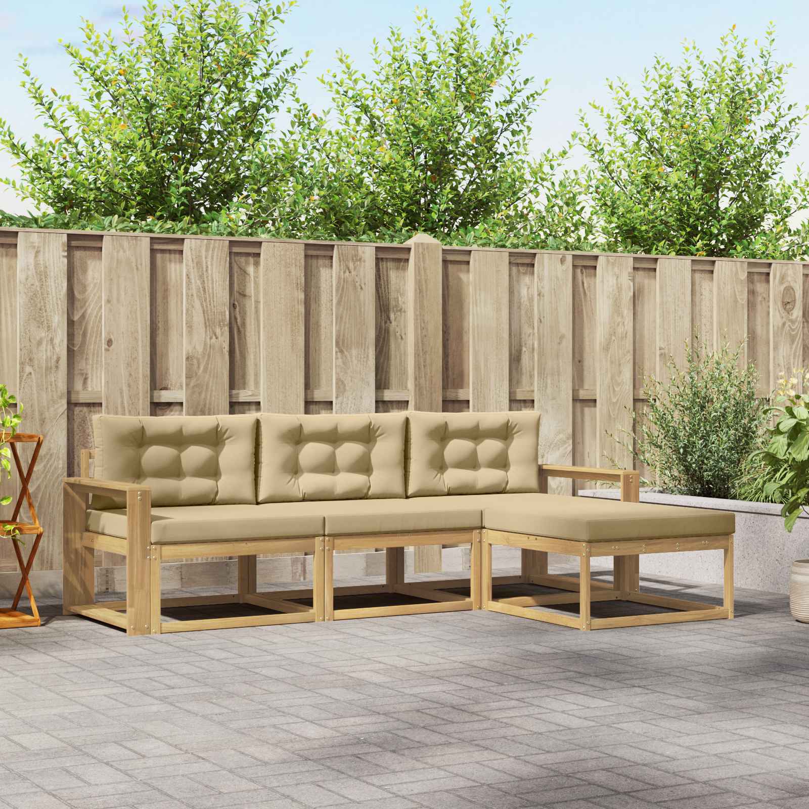 vidaXL Buiten bankenset 4 pcs Naturel Massief Acaciahout