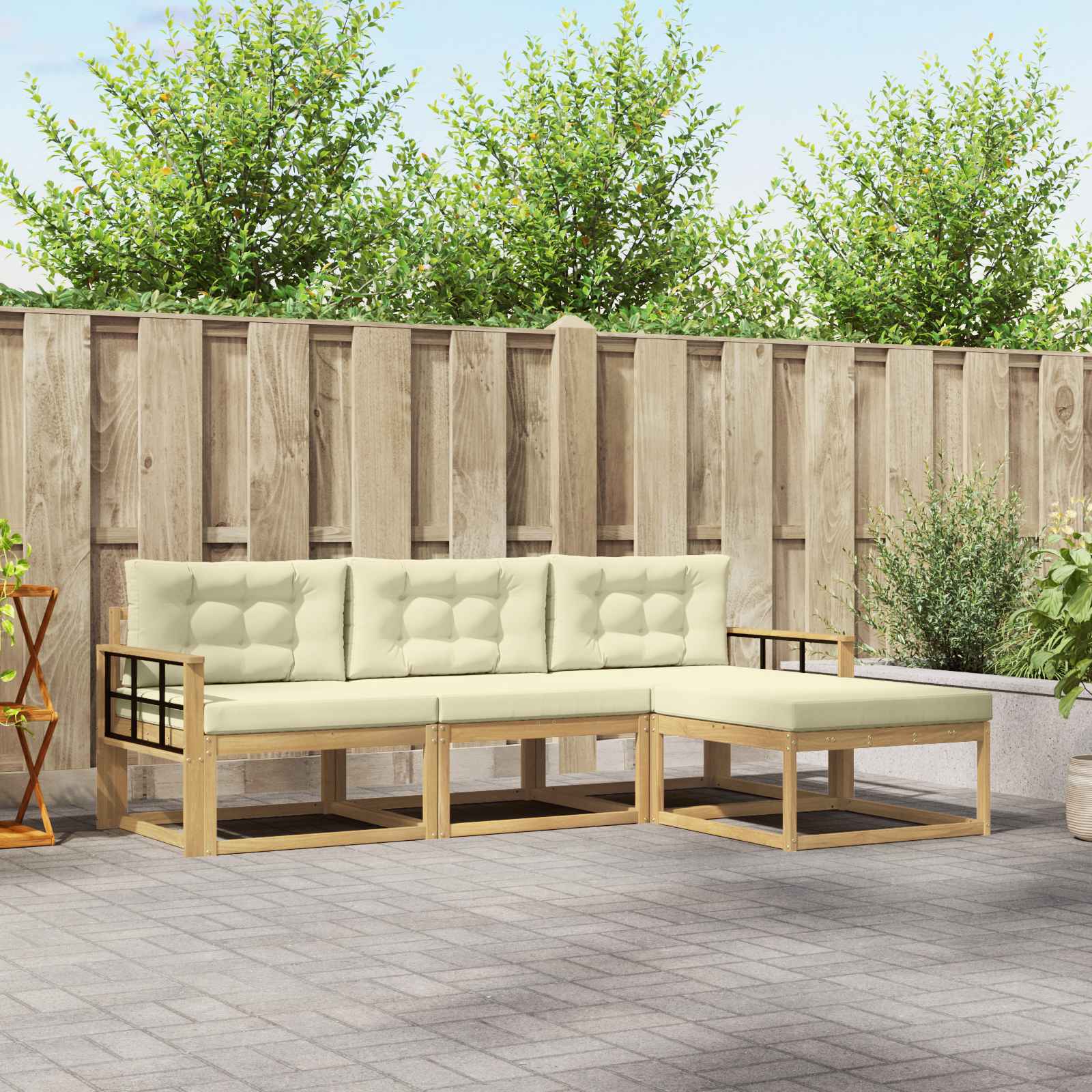 vidaXL Buiten bankenset 4 pcs Naturel Massief Acaciahout