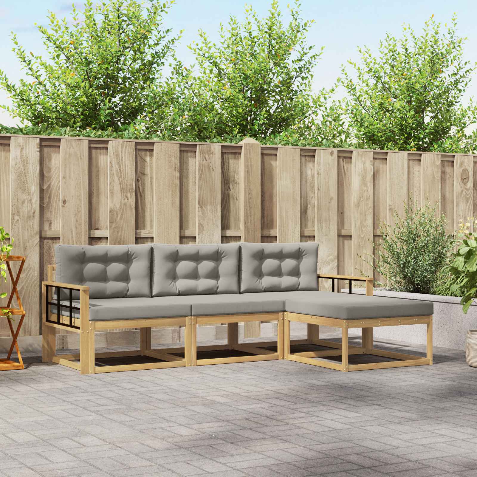 vidaXL Buiten bankenset 4 pcs Naturel Massief Acaciahout