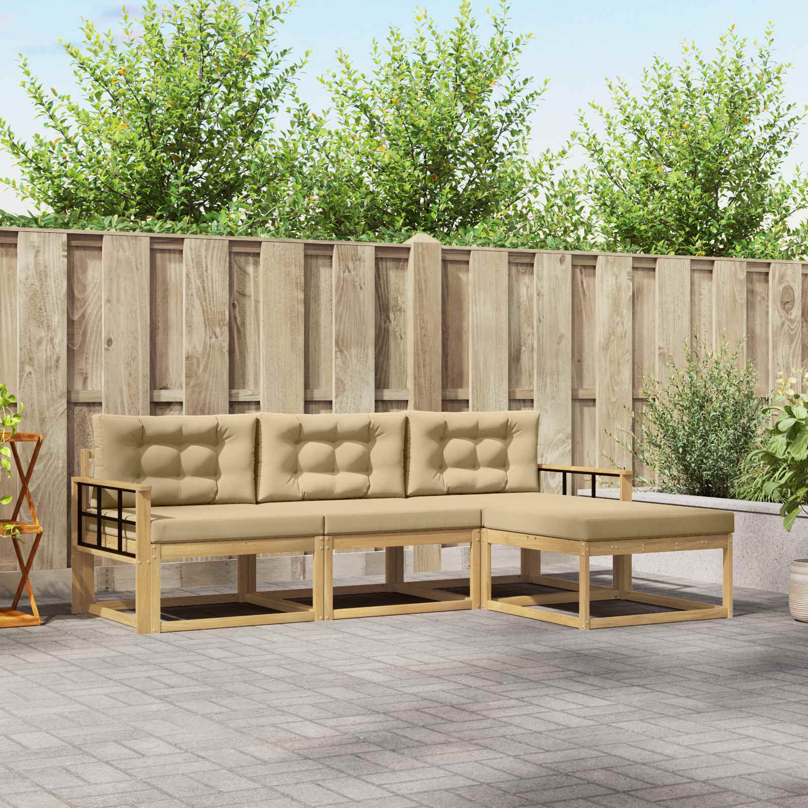 vidaXL Buiten bankenset 4 pcs Naturel Massief Acaciahout