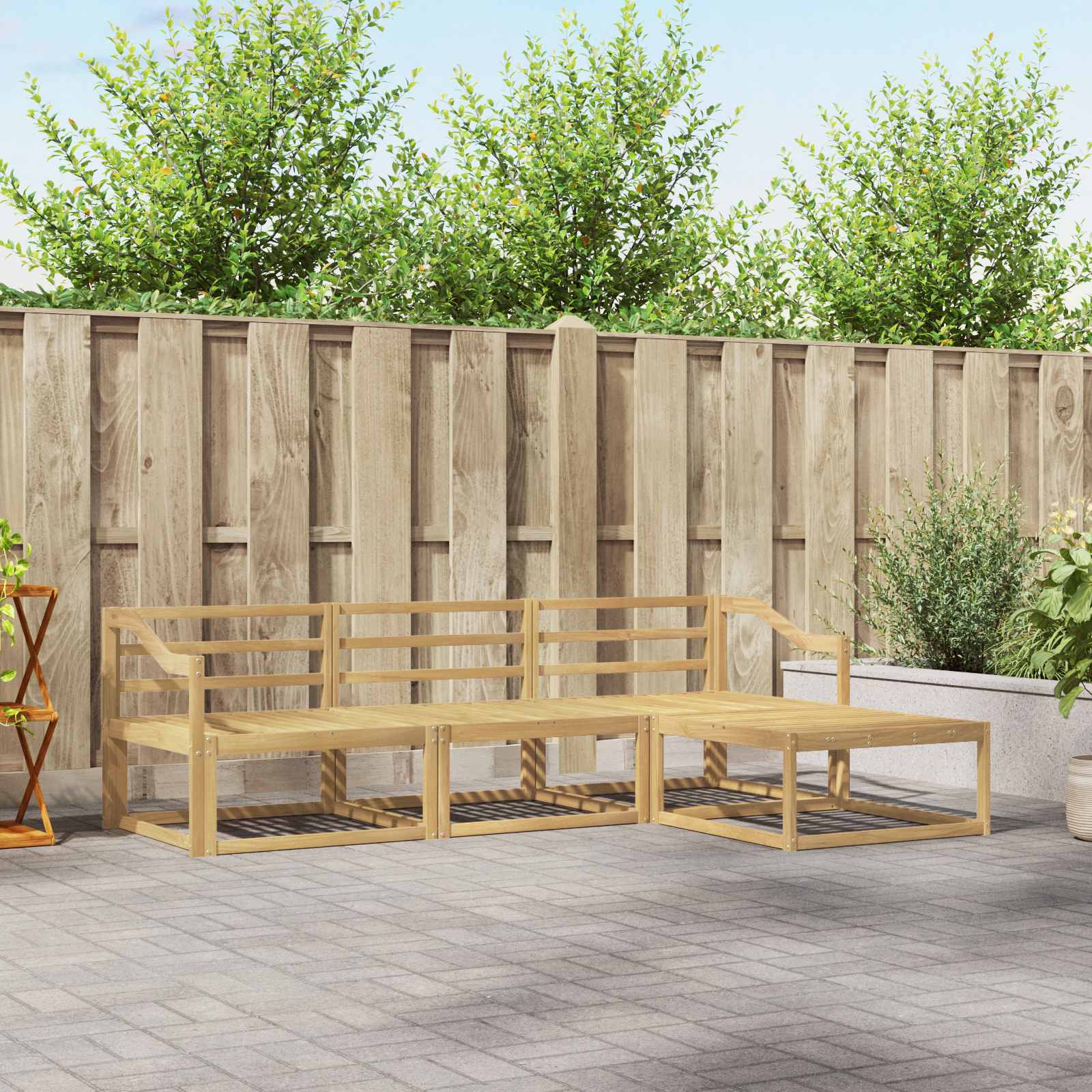 vidaXL Buiten bankenset 4 pcs Naturel Massief Acaciahout
