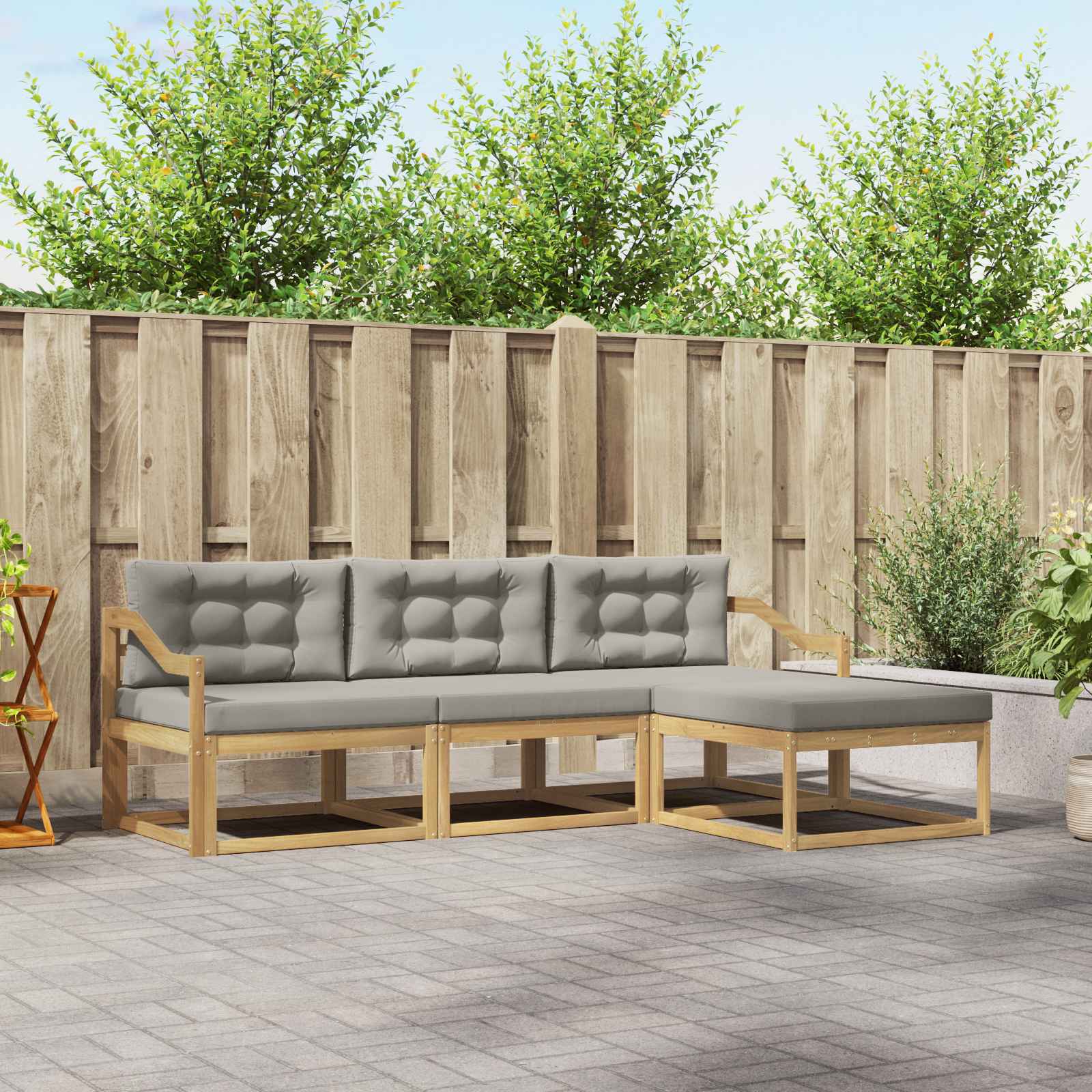 vidaXL Buiten bankenset 4 pcs Naturel Massief Acaciahout
