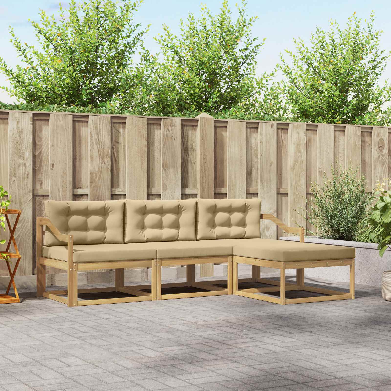 vidaXL Buiten bankenset 4 pcs Naturel Massief Acaciahout