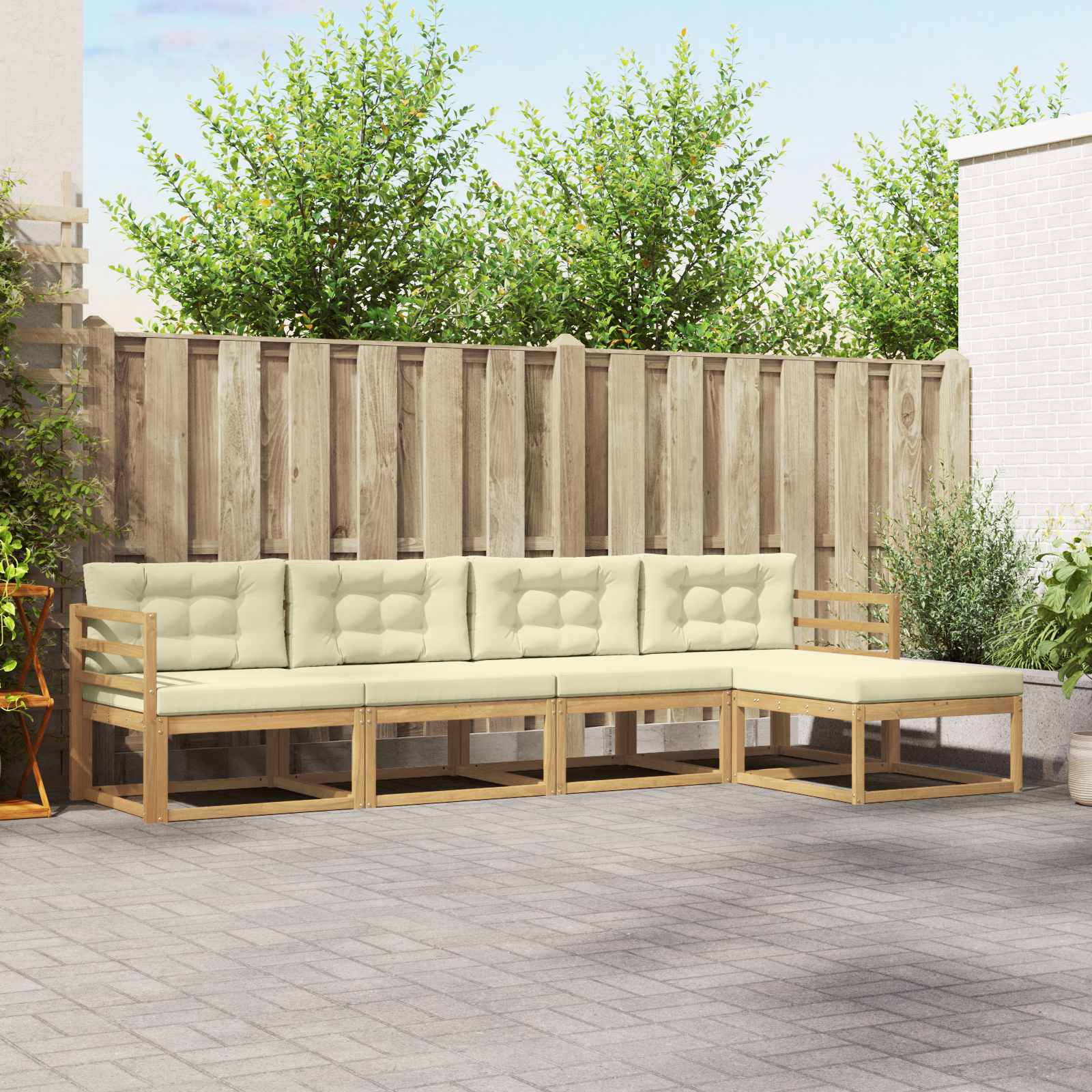 vidaXL Buiten bankenset 5 pcs Naturel Massief Acaciahout
