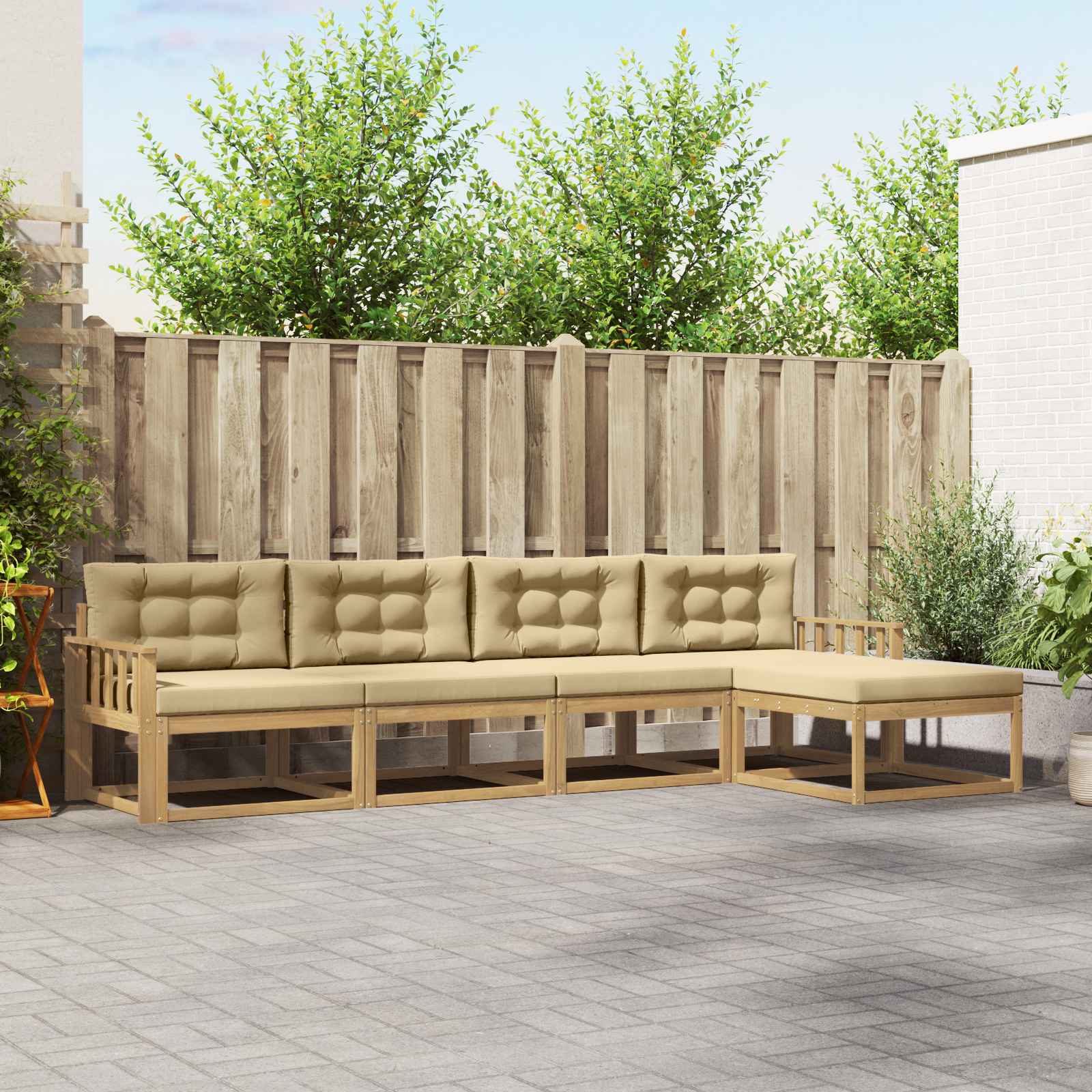 vidaXL Buiten bankenset 5 pcs Naturel Massief Acaciahout
