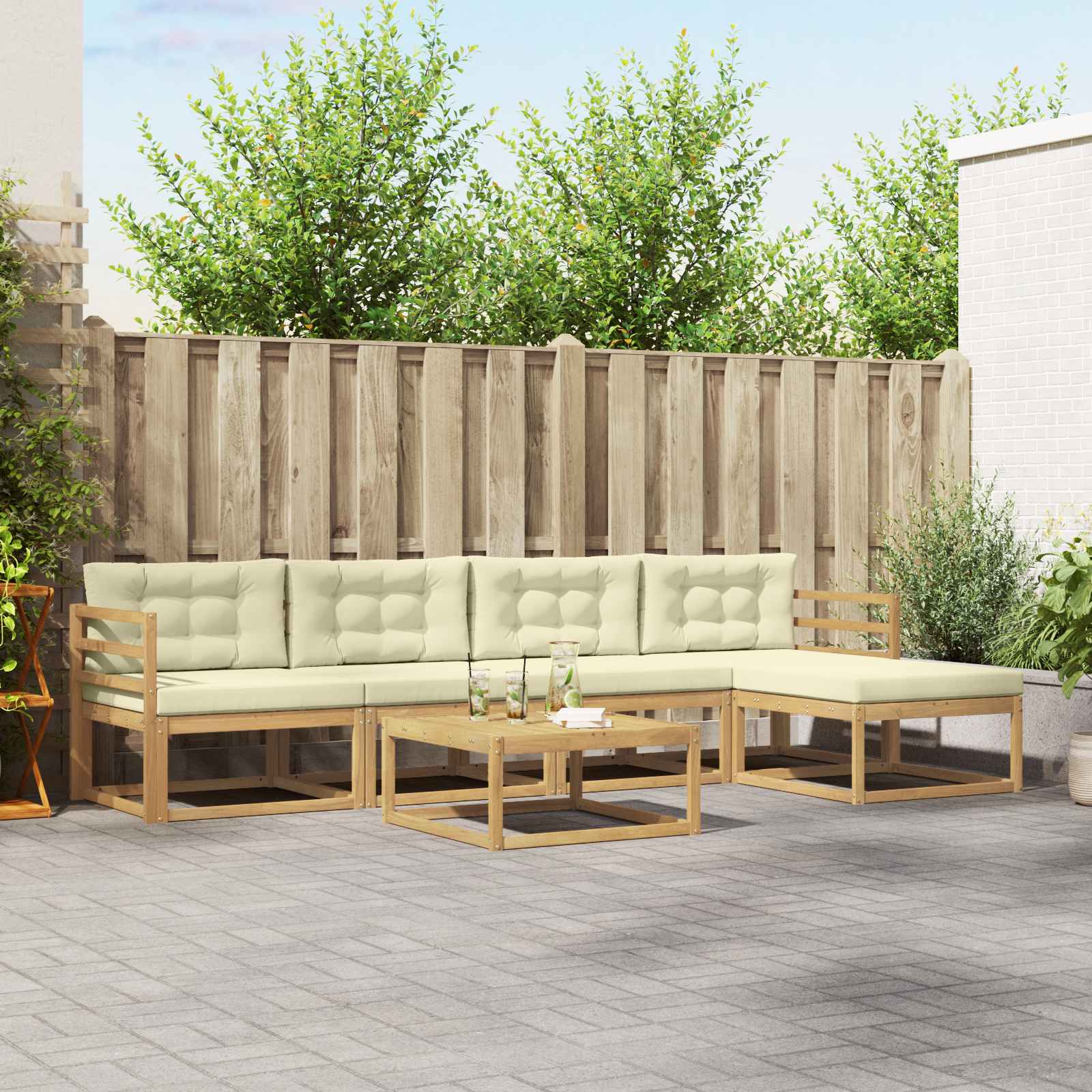 vidaXL Buiten bankenset 6 pcs Naturel Massief Acaciahout