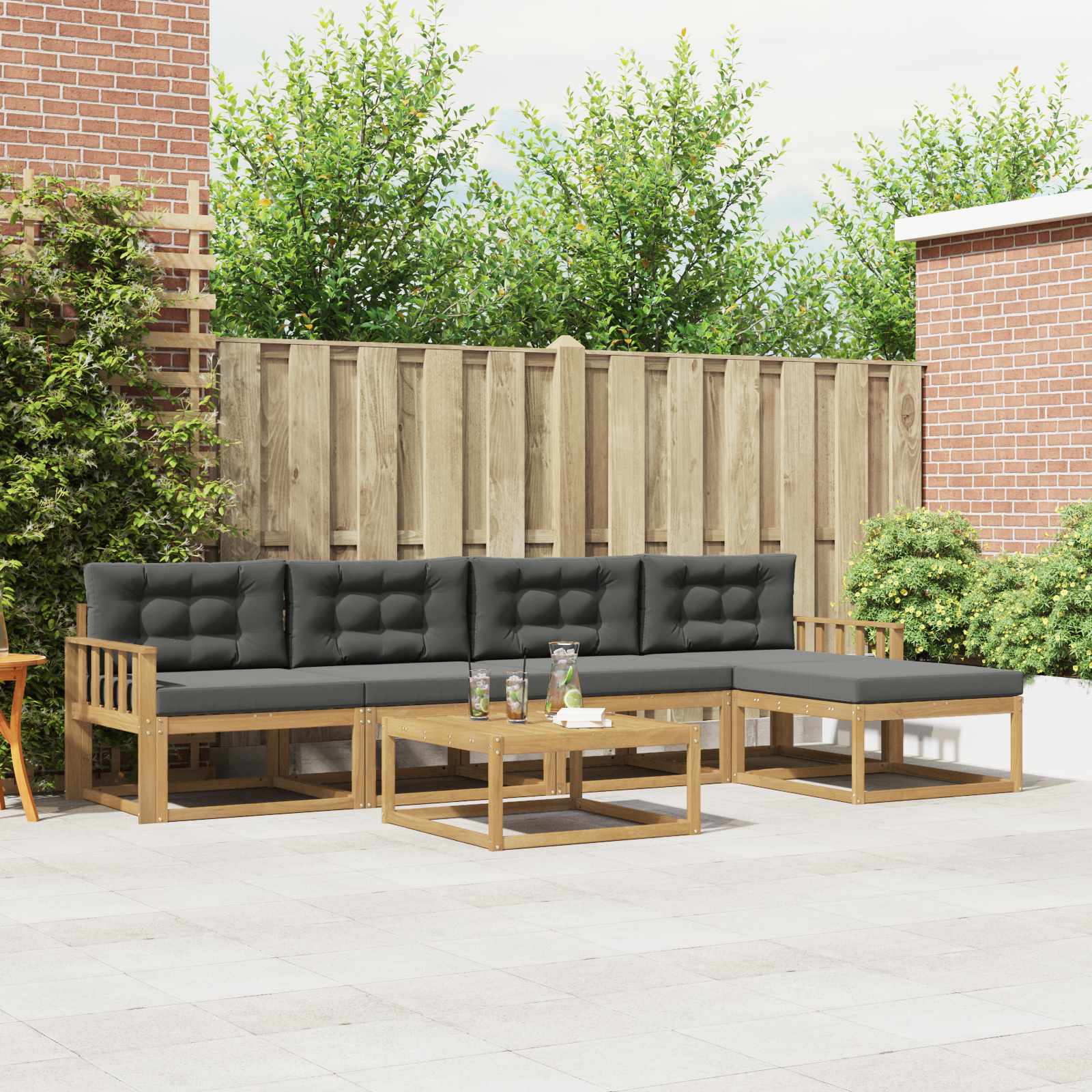 vidaXL Buiten bankenset 6 pcs Naturel Massief Acaciahout