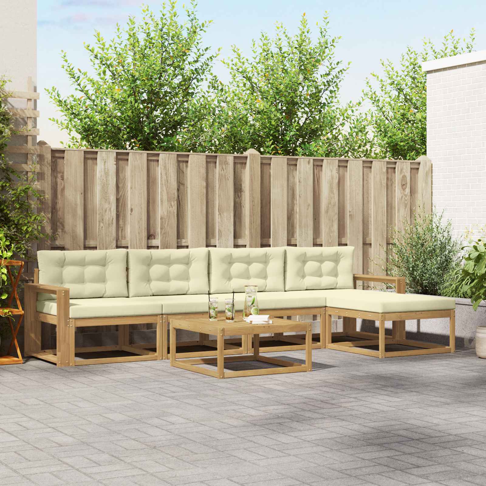vidaXL Buiten bankenset 6 pcs Naturel Massief Acaciahout