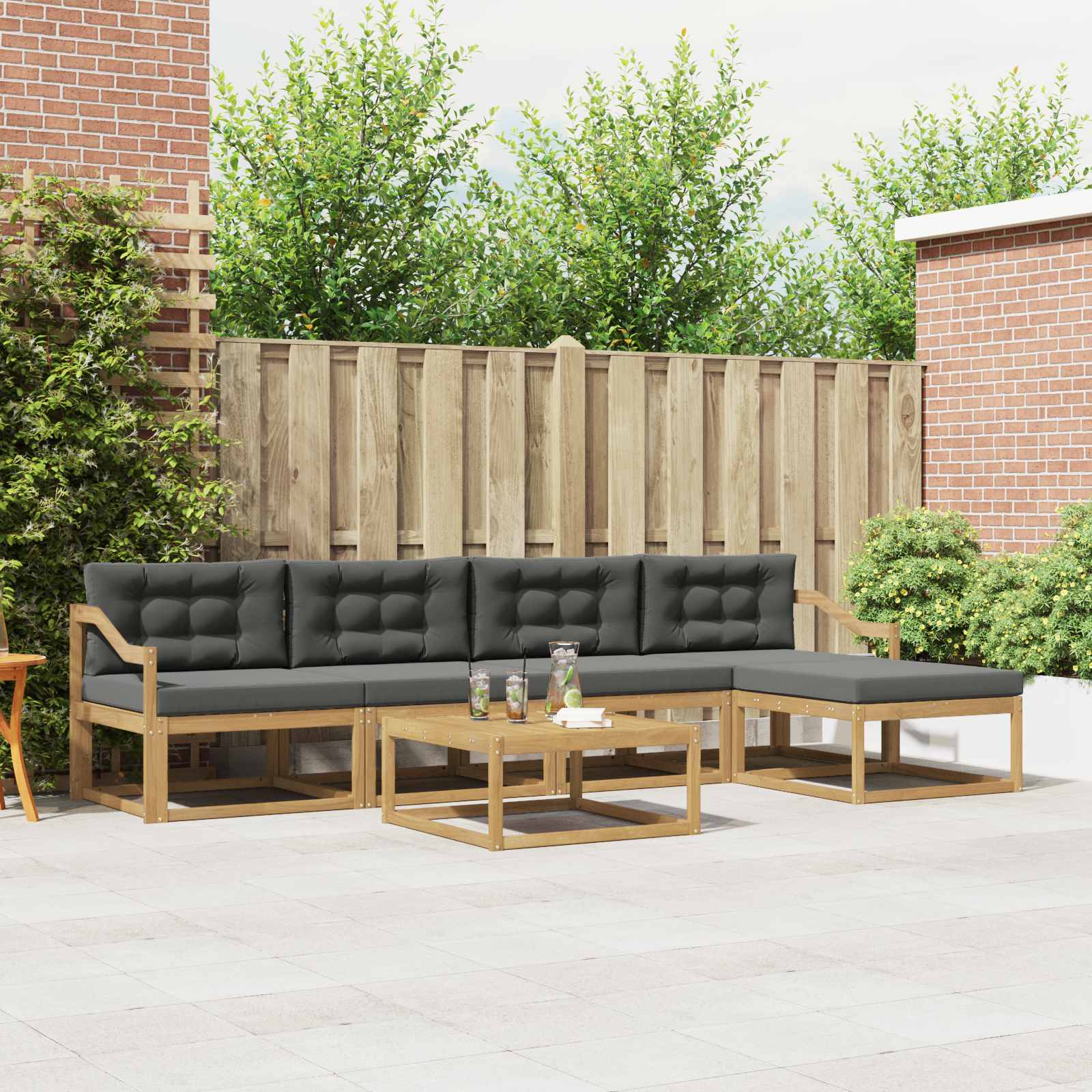 vidaXL Buiten bankenset 6 pcs Naturel Massief Acaciahout