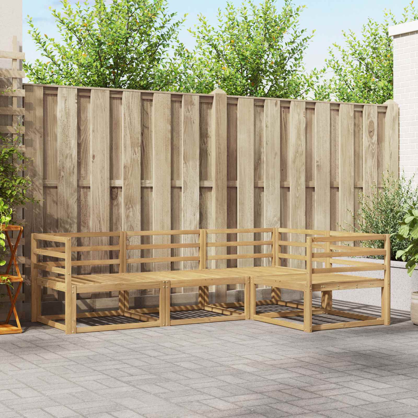 vidaXL Buiten bankenset 4 pcs Naturel Massief Acaciahout