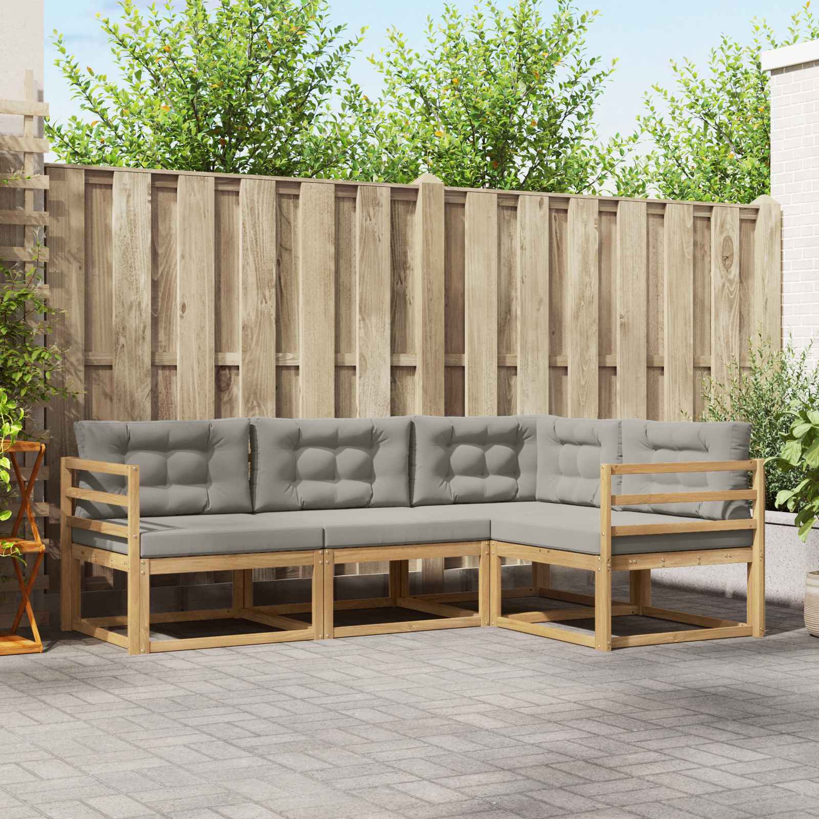vidaXL Buiten bankenset 4 pcs Naturel Massief Acaciahout
