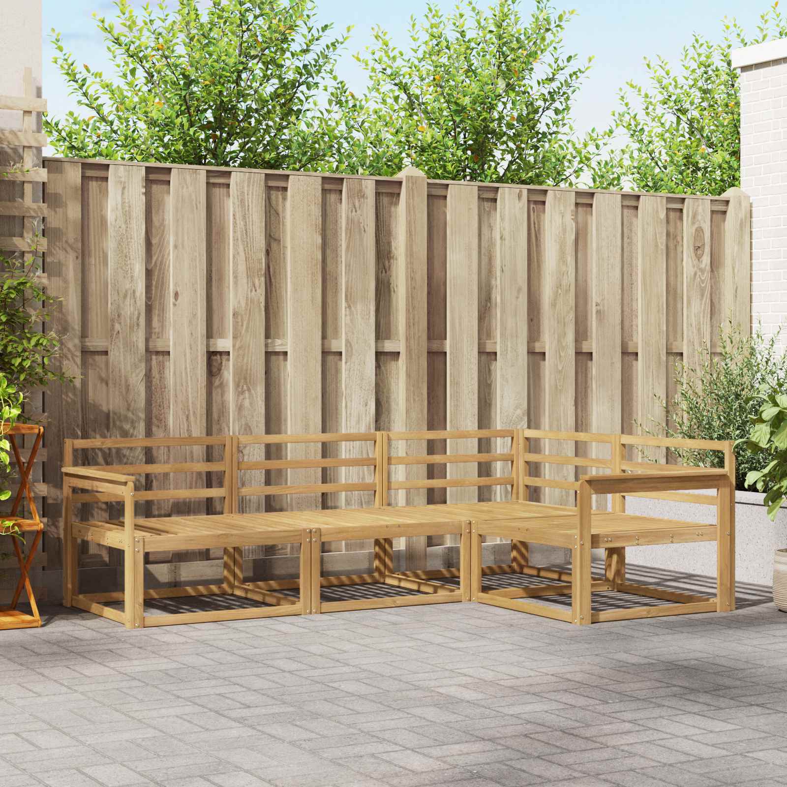 vidaXL Buiten bankenset 4 pcs Naturel Massief Acaciahout