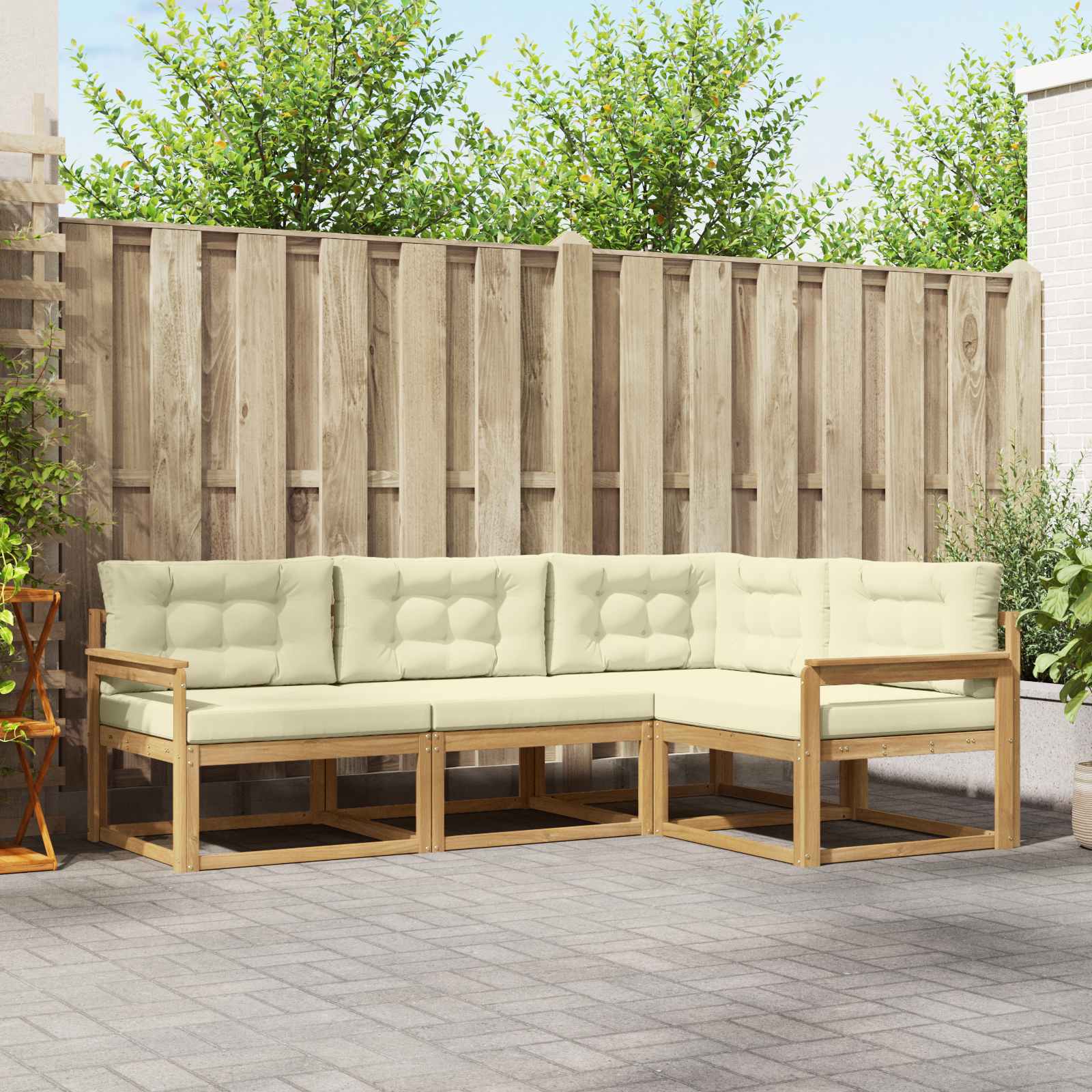 vidaXL Buiten bankenset 4 pcs Naturel Massief Acaciahout