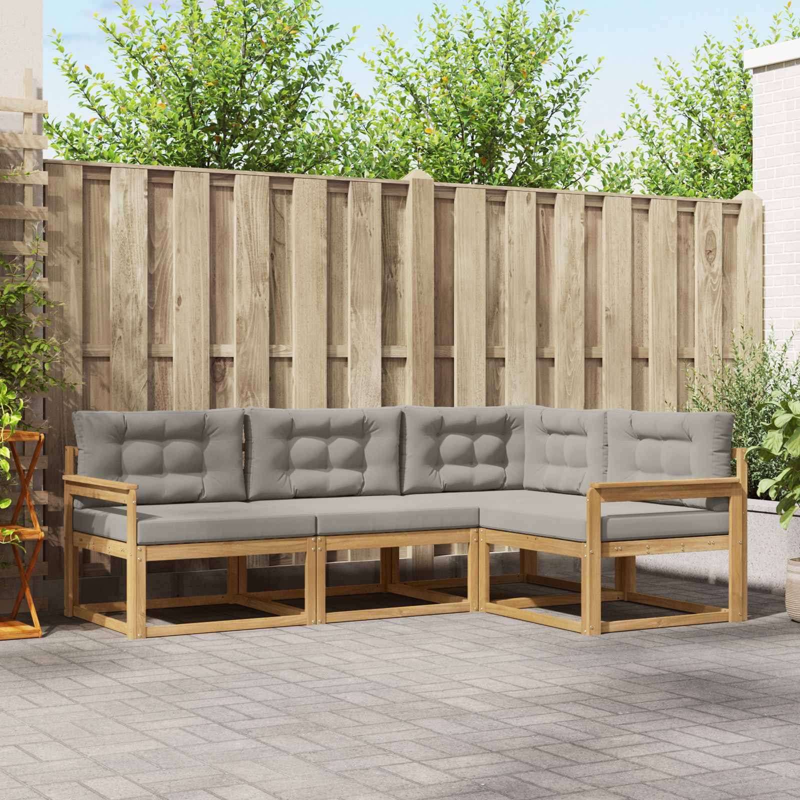 vidaXL Buiten bankenset 4 pcs Naturel Massief Acaciahout