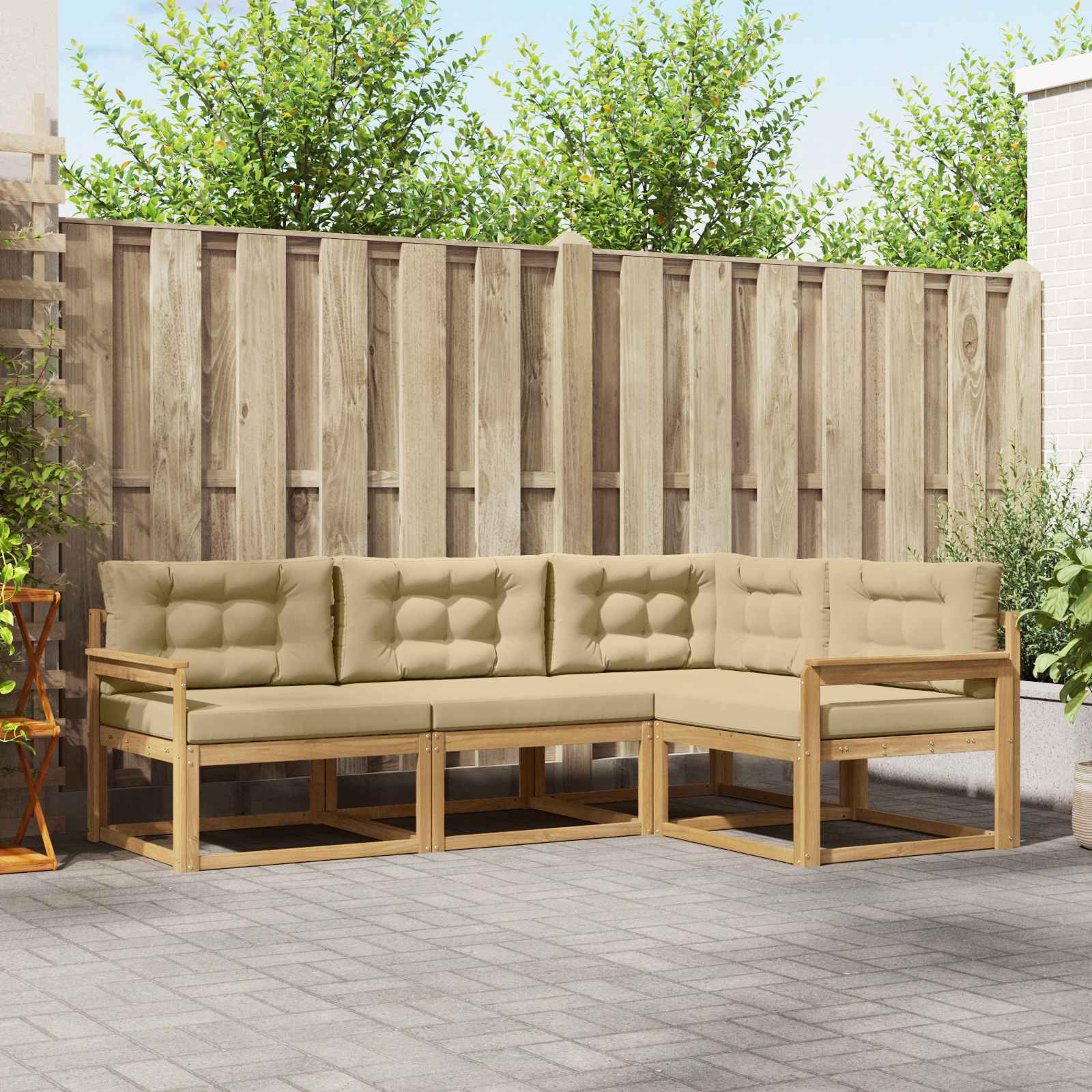 vidaXL Buiten bankenset 4 pcs Naturel Massief Acaciahout