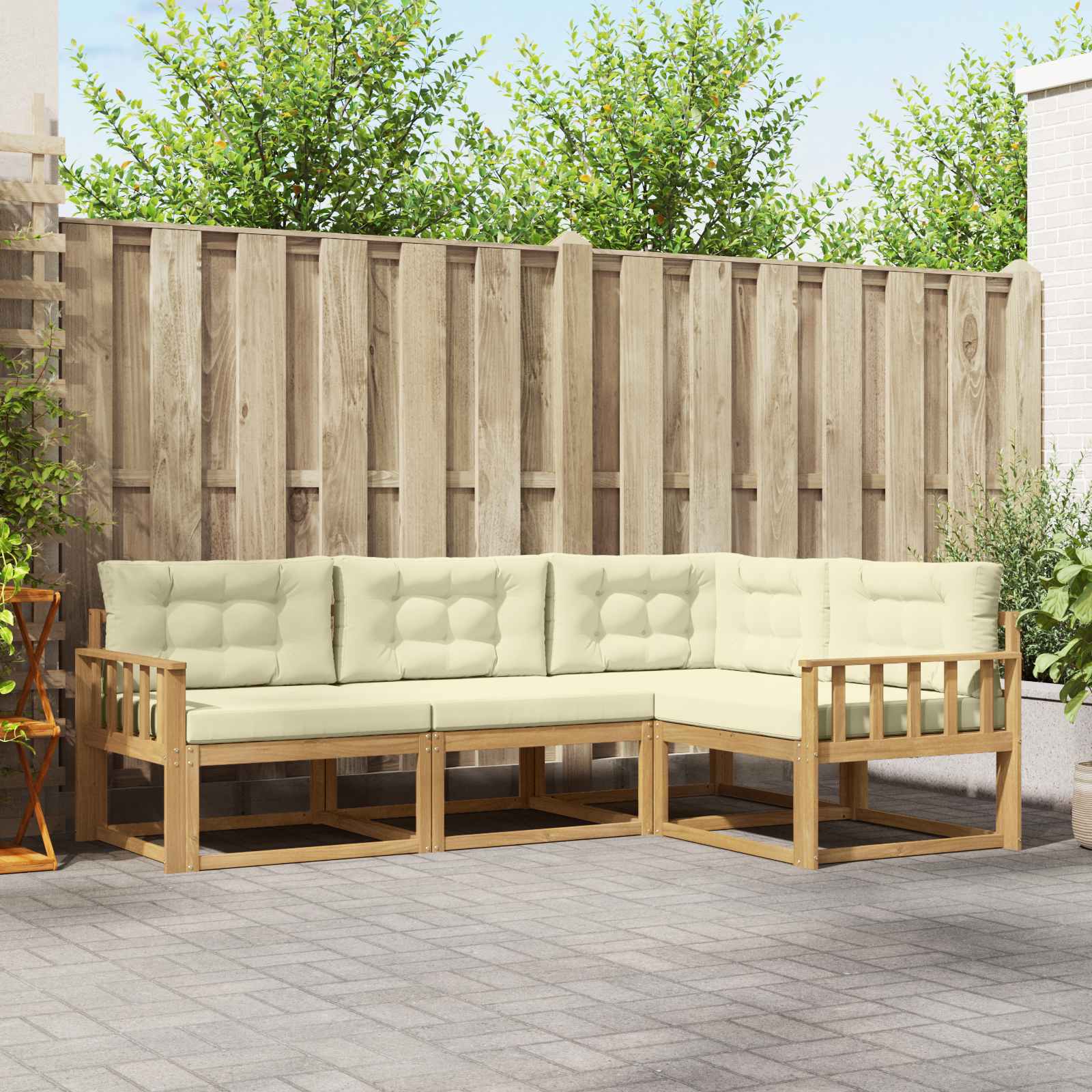 vidaXL Buiten bankenset 4 pcs Naturel Massief Acaciahout