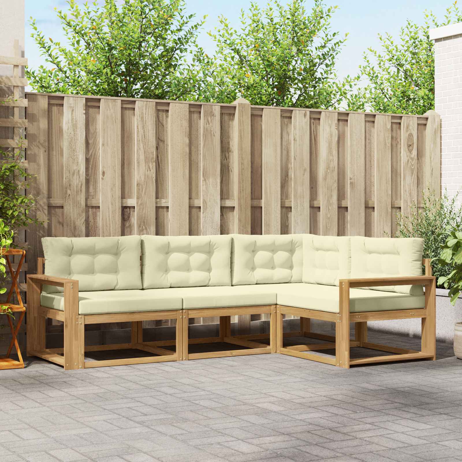 vidaXL Buiten bankenset 4 pcs Naturel Massief Acaciahout