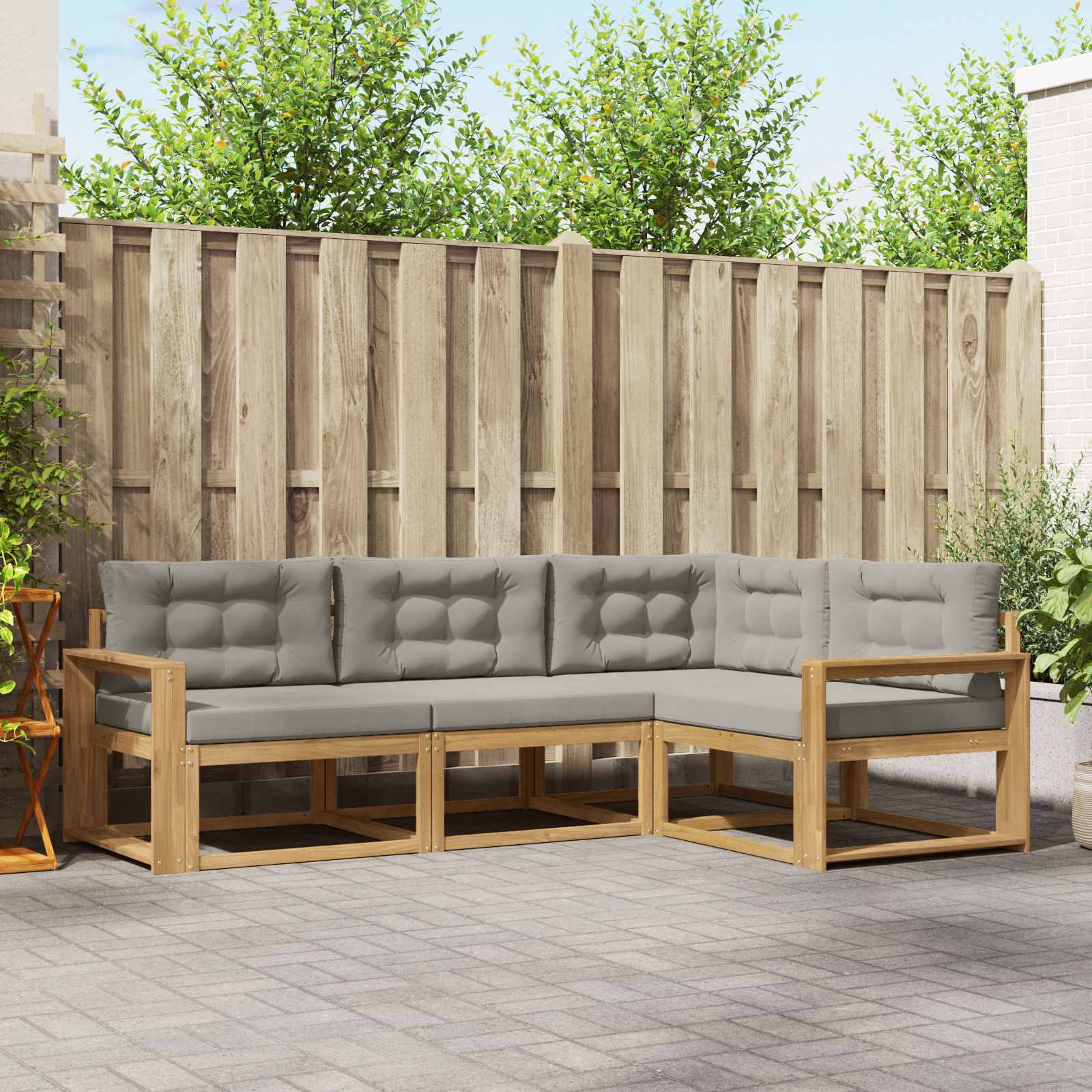 vidaXL Buiten bankenset 4 pcs Naturel Massief Acaciahout