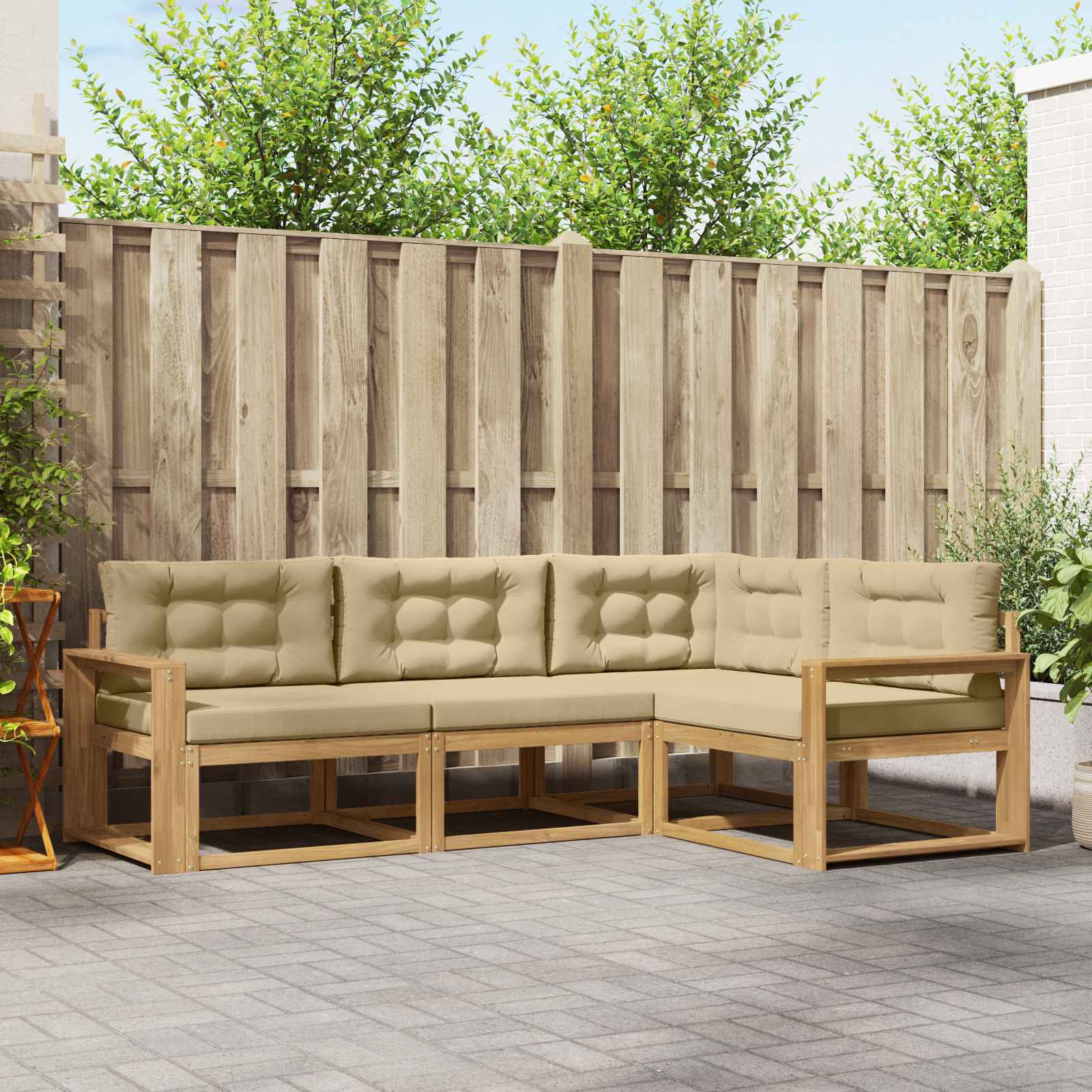 vidaXL Buiten bankenset 4 pcs Naturel Massief Acaciahout