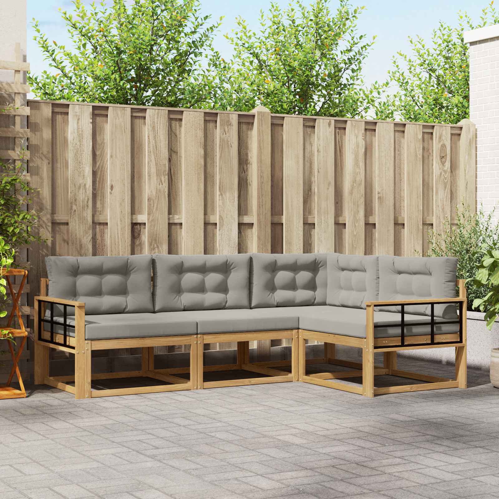 vidaXL Buiten bankenset 4 pcs Naturel Massief Acaciahout