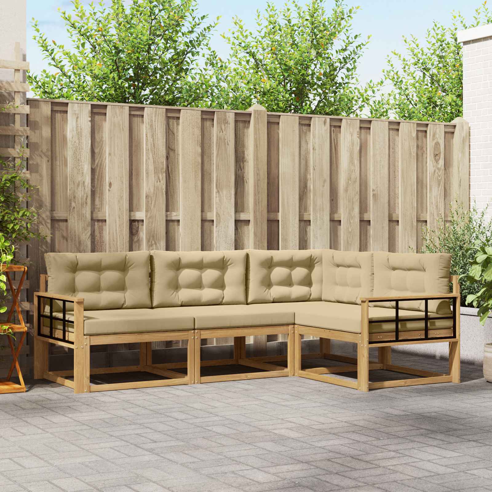 vidaXL Buiten bankenset 4 pcs Naturel Massief Acaciahout