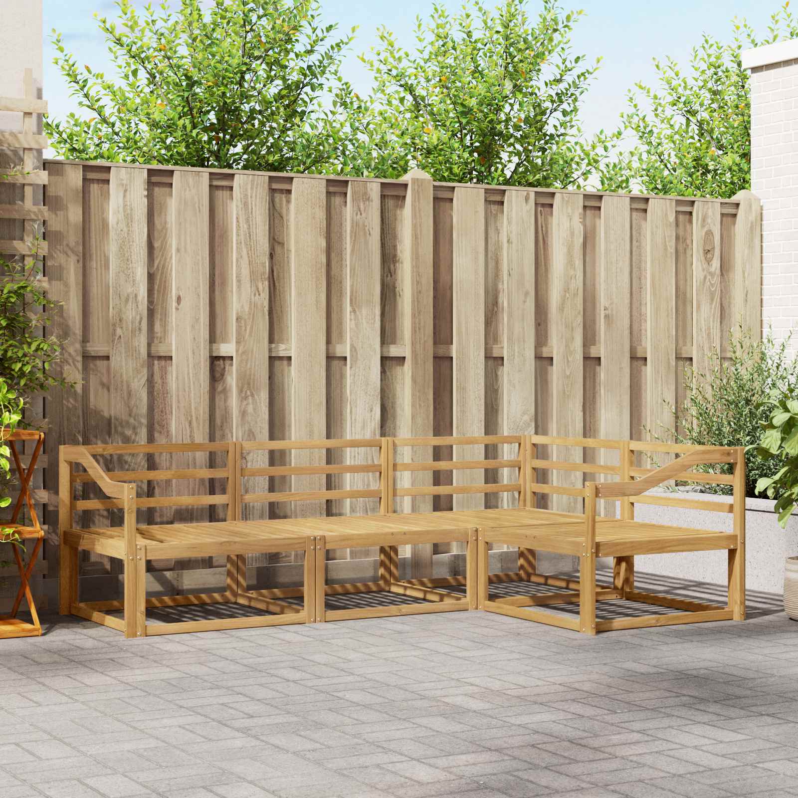 vidaXL Buiten bankenset 4 pcs Naturel Massief Acaciahout
