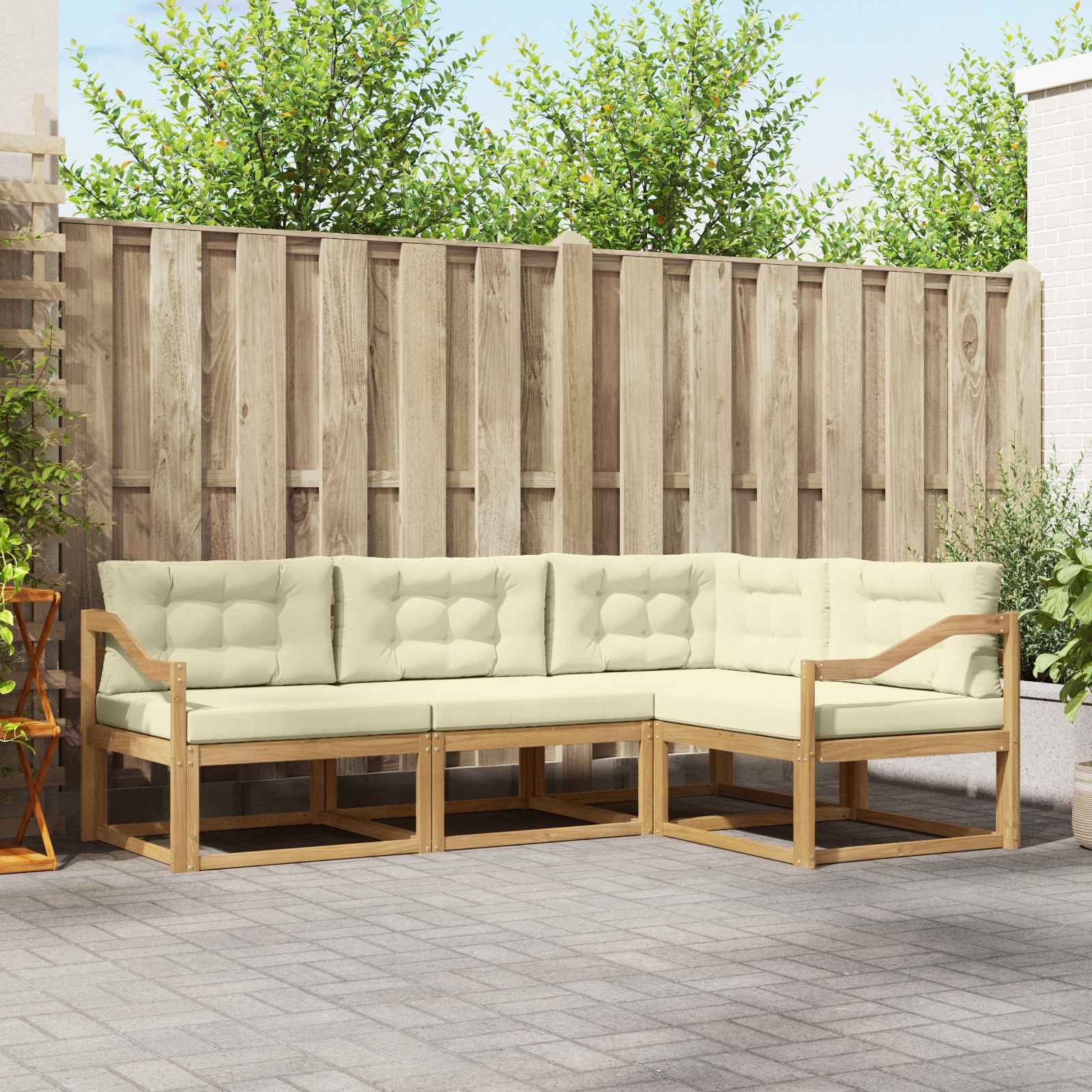 vidaXL Buiten bankenset 4 pcs Naturel Massief Acaciahout
