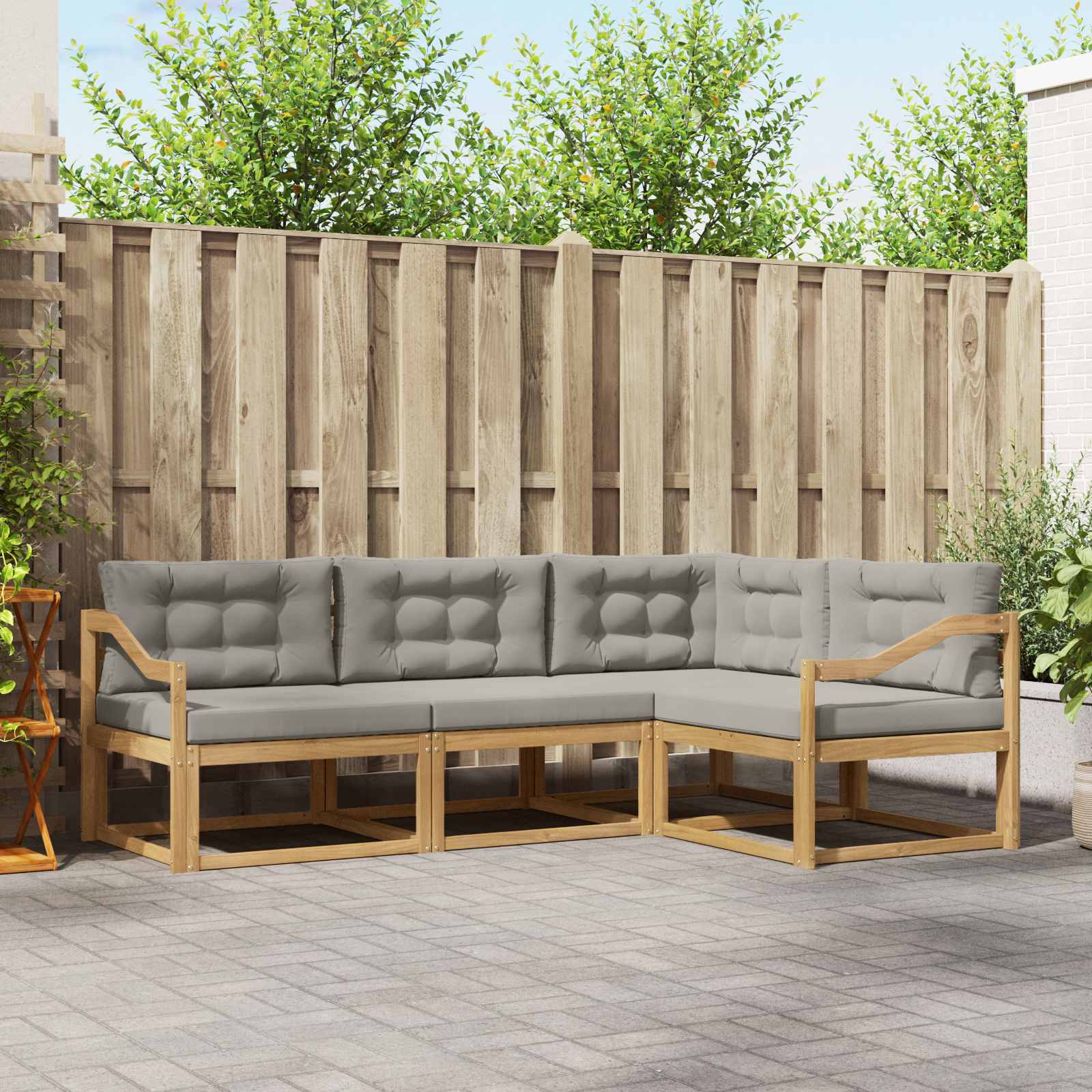 vidaXL Buiten bankenset 4 pcs Naturel Massief Acaciahout