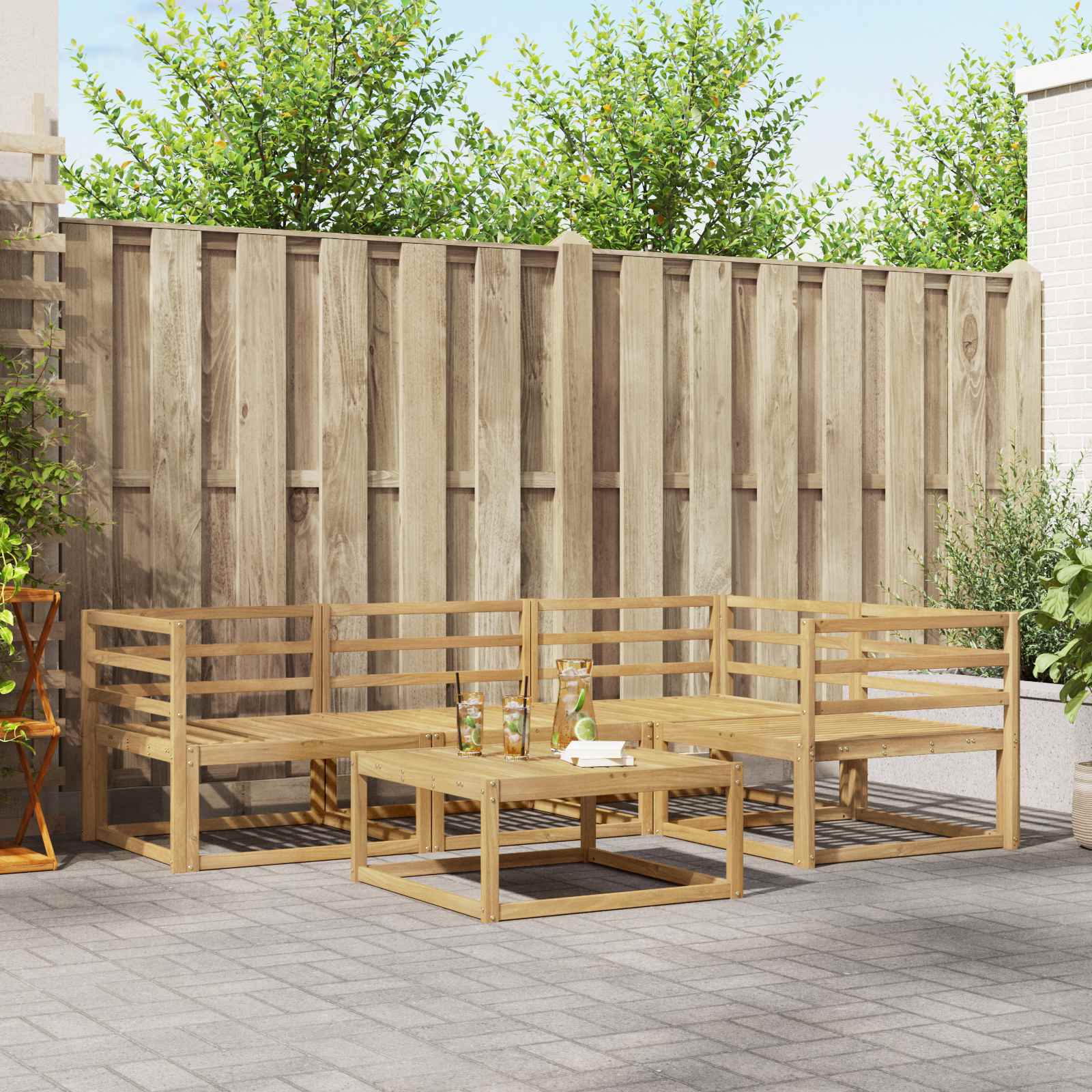 vidaXL Buiten bankenset 5 pcs Naturel Massief Acaciahout