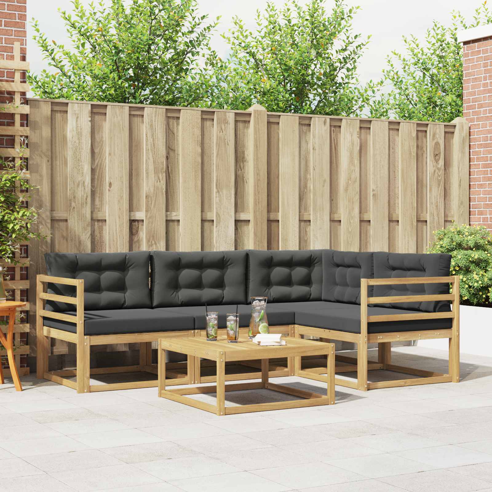 vidaXL Buiten bankenset 5 pcs Naturel Massief Acaciahout
