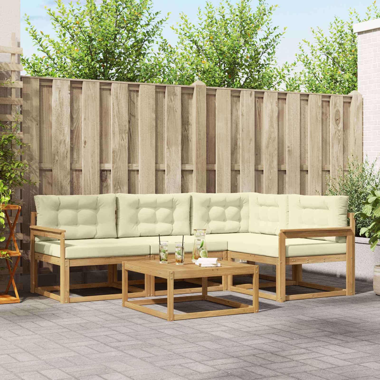 vidaXL Buiten bankenset 5 pcs Naturel Massief Acaciahout