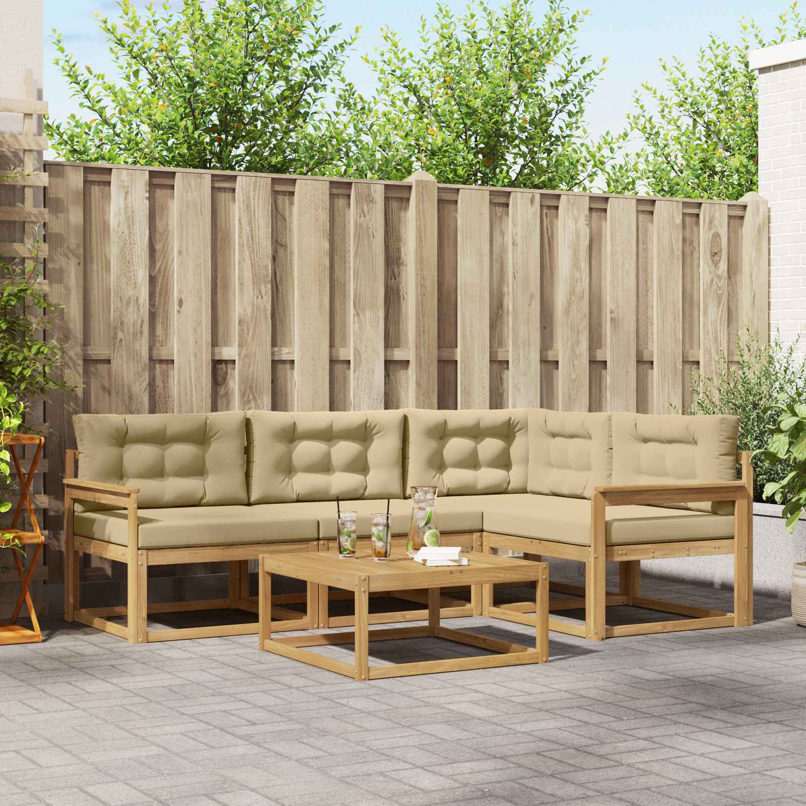 vidaXL Buiten bankenset 5 pcs Naturel Massief Acaciahout