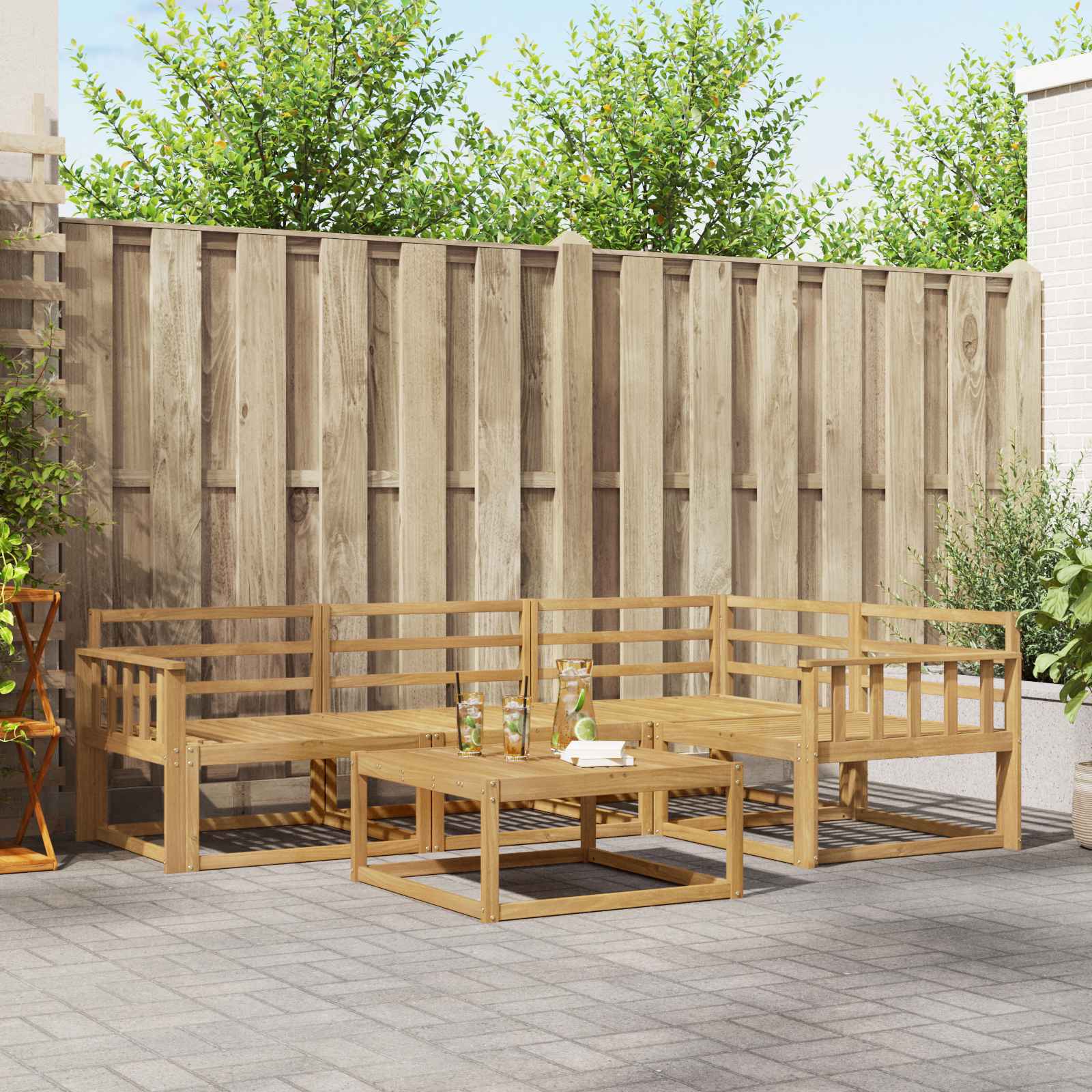 vidaXL Buiten bankenset 5 pcs Naturel Massief Acaciahout
