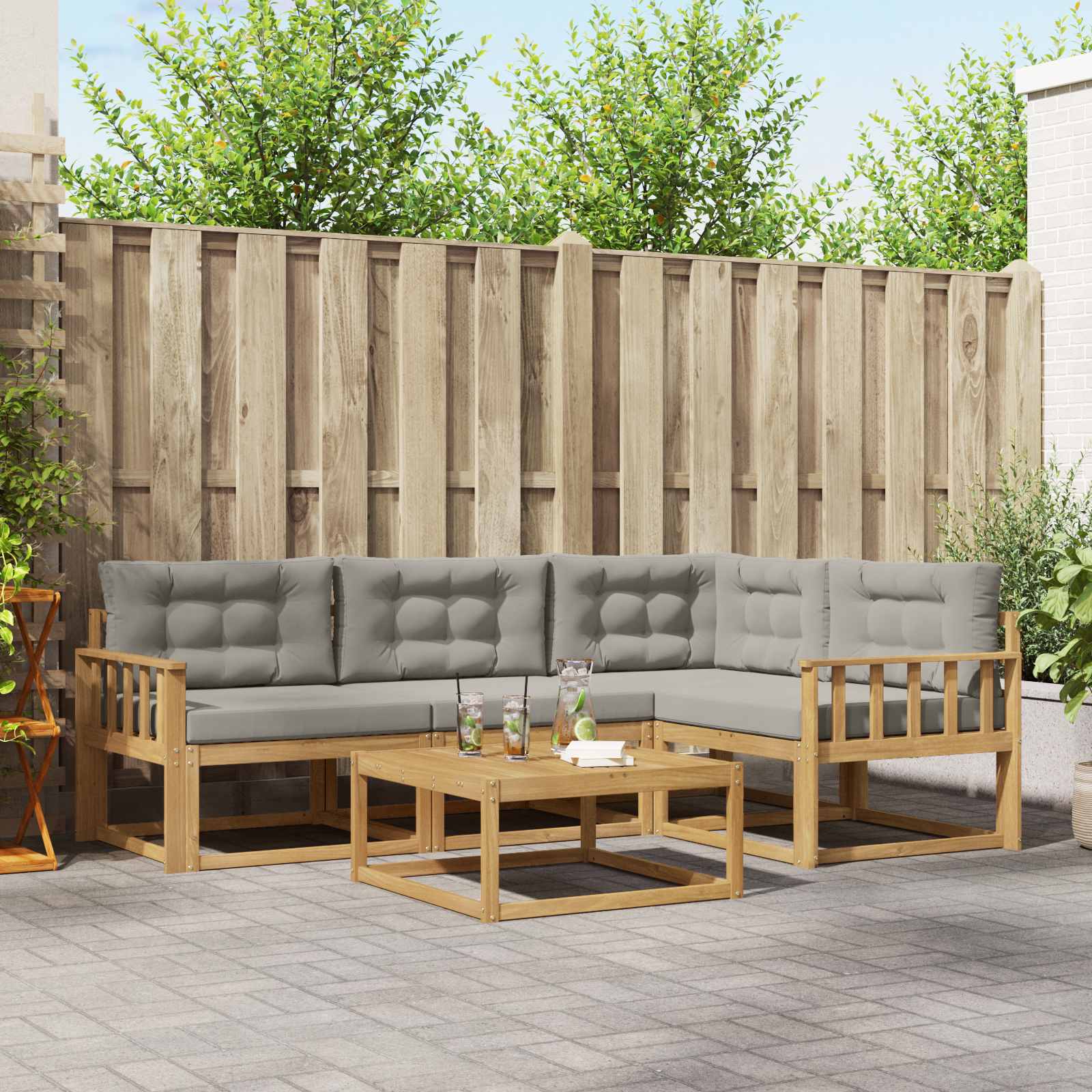 vidaXL Buiten bankenset 5 pcs Naturel Massief Acaciahout