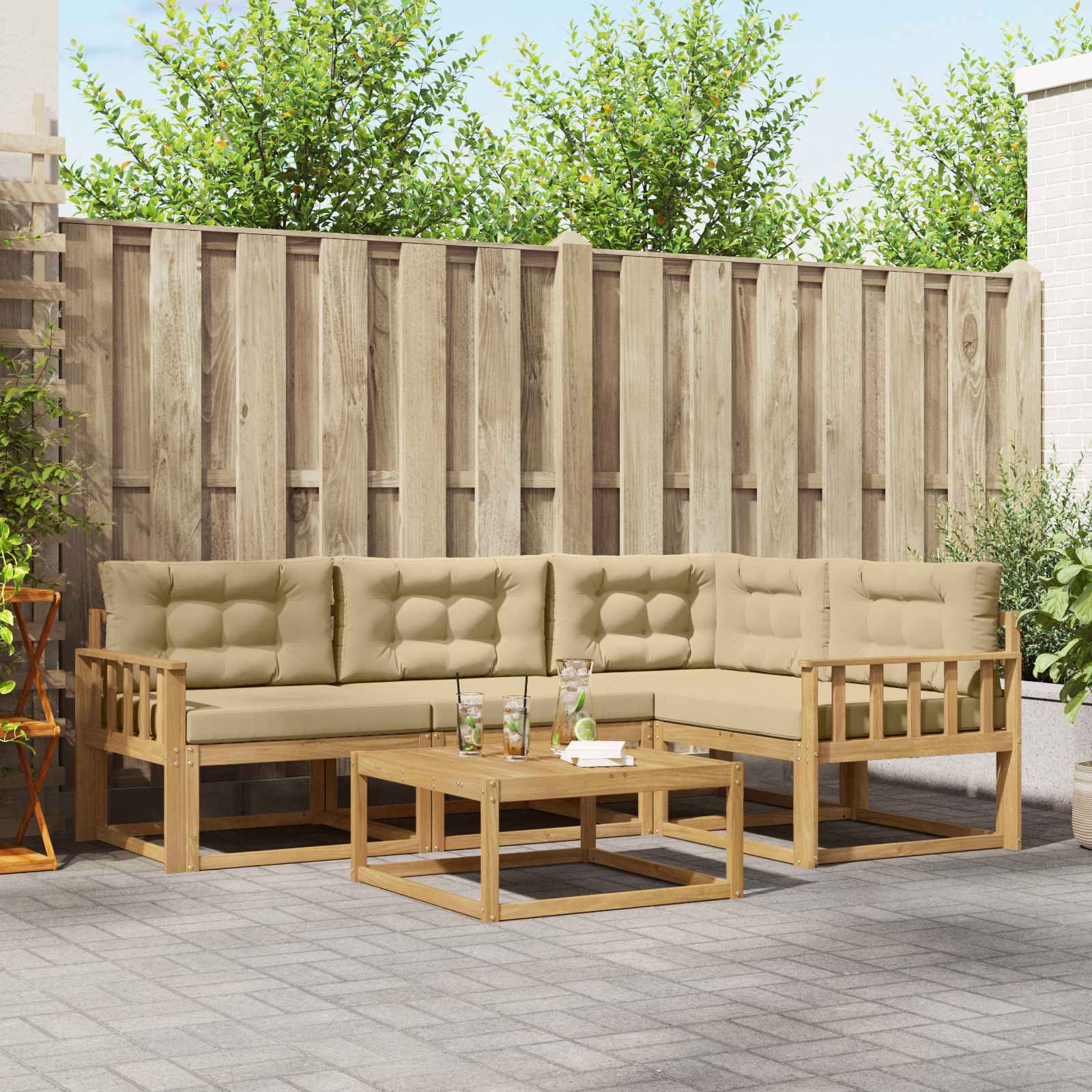 vidaXL Buiten bankenset 5 pcs Naturel Massief Acaciahout