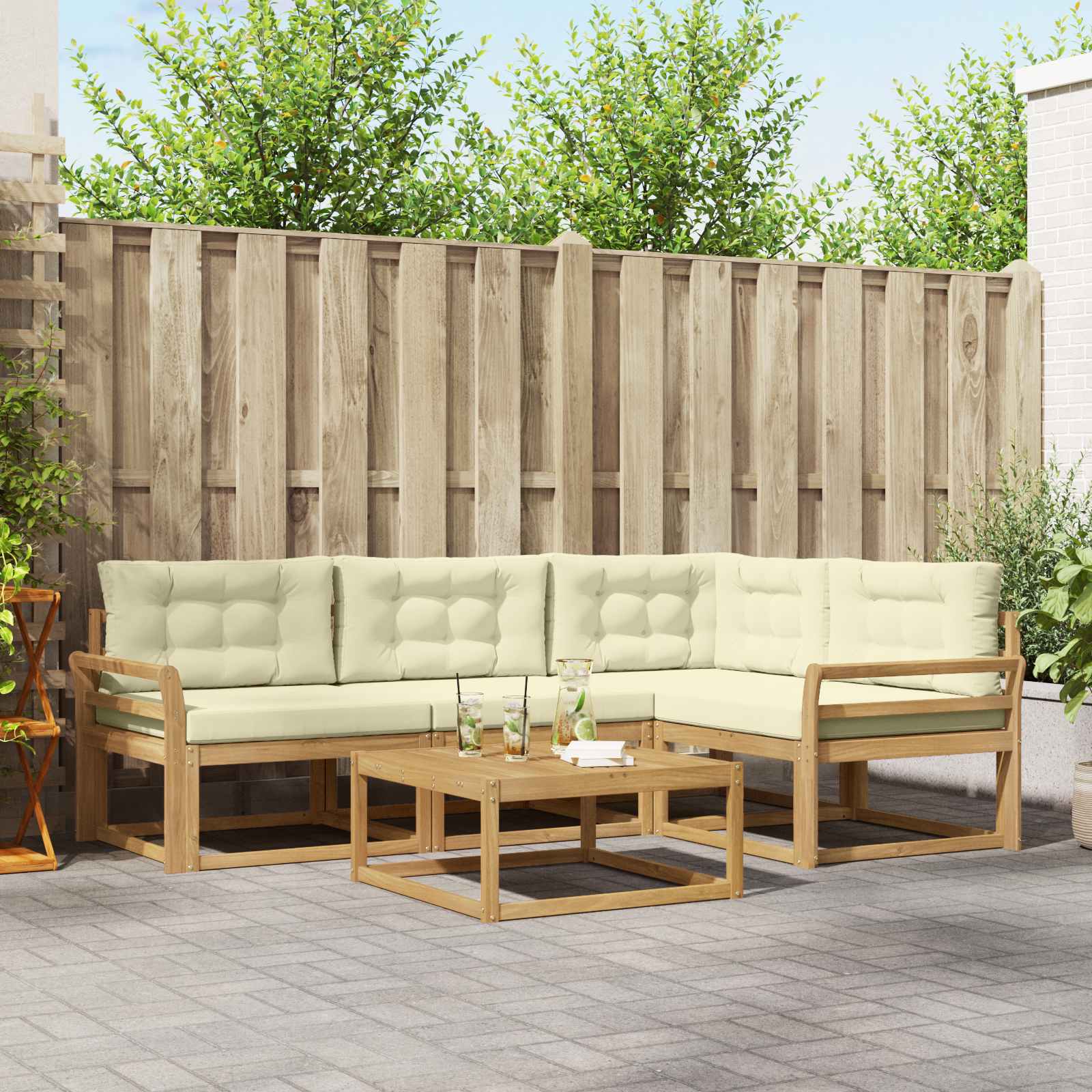 vidaXL Buiten bankenset 5 pcs Naturel Massief Acaciahout
