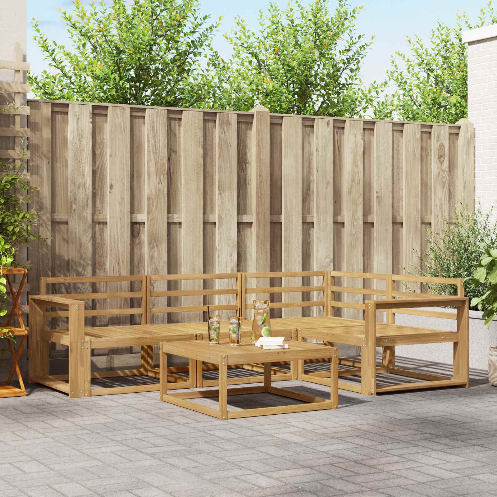 vidaXL Buiten bankenset 5 pcs Naturel Massief Acaciahout