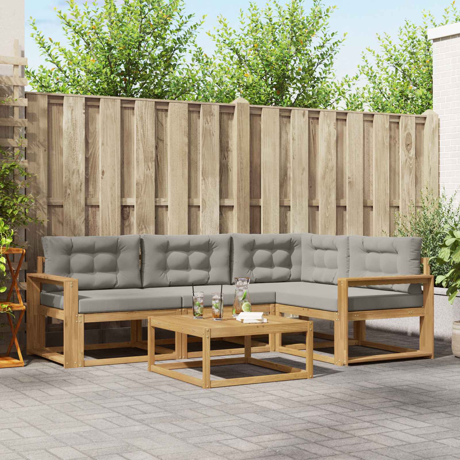 vidaXL Buiten bankenset 5 pcs Naturel Massief Acaciahout