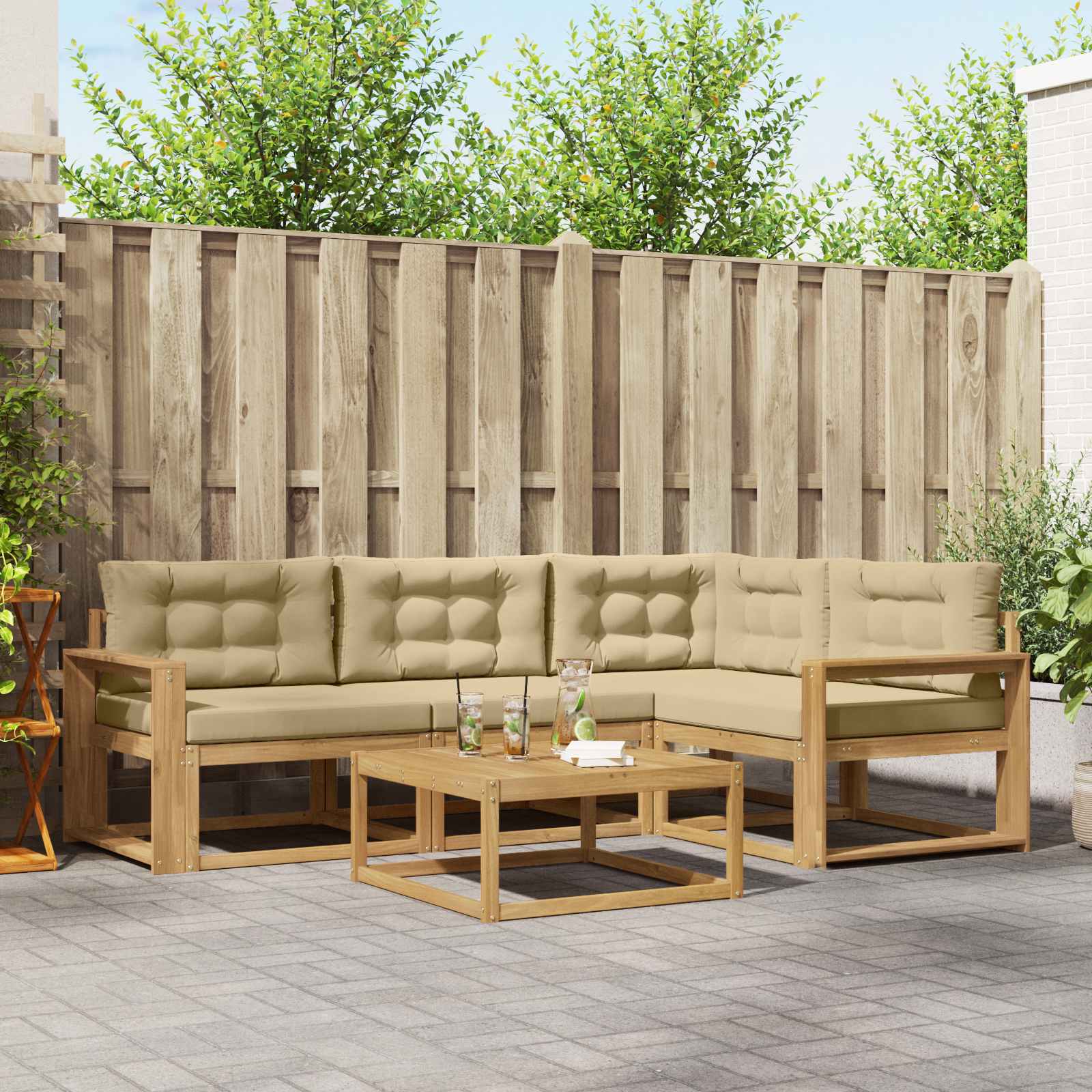 vidaXL Buiten bankenset 5 pcs Naturel Massief Acaciahout