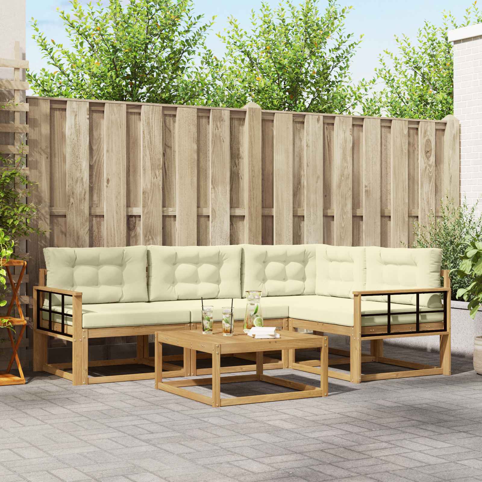 vidaXL Buiten bankenset 5 pcs Naturel Massief Acaciahout