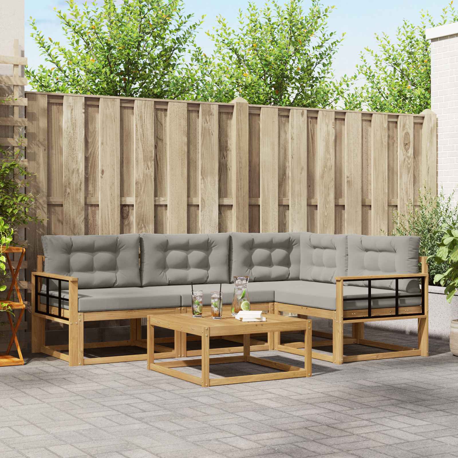 vidaXL Buiten bankenset 5 pcs Naturel Massief Acaciahout