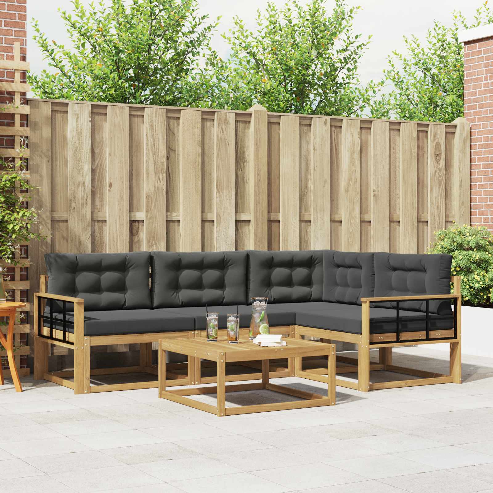 vidaXL Buiten bankenset 5 pcs Naturel Massief Acaciahout
