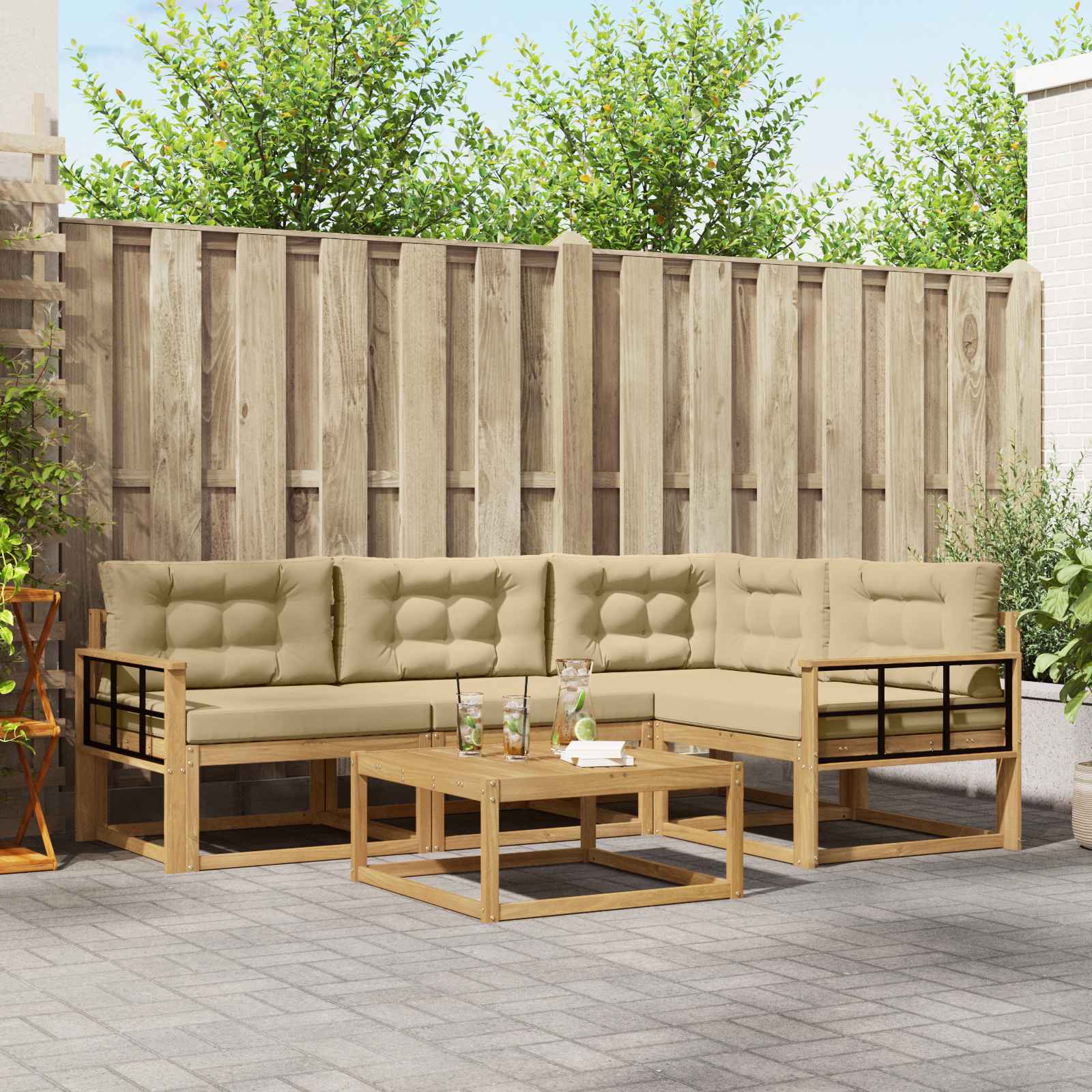 vidaXL Buiten bankenset 5 pcs Naturel Massief Acaciahout